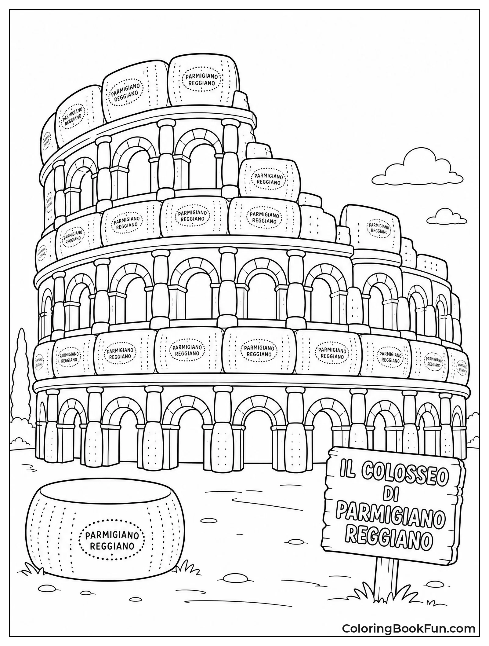 Colosseum Built from Cheese Wheels