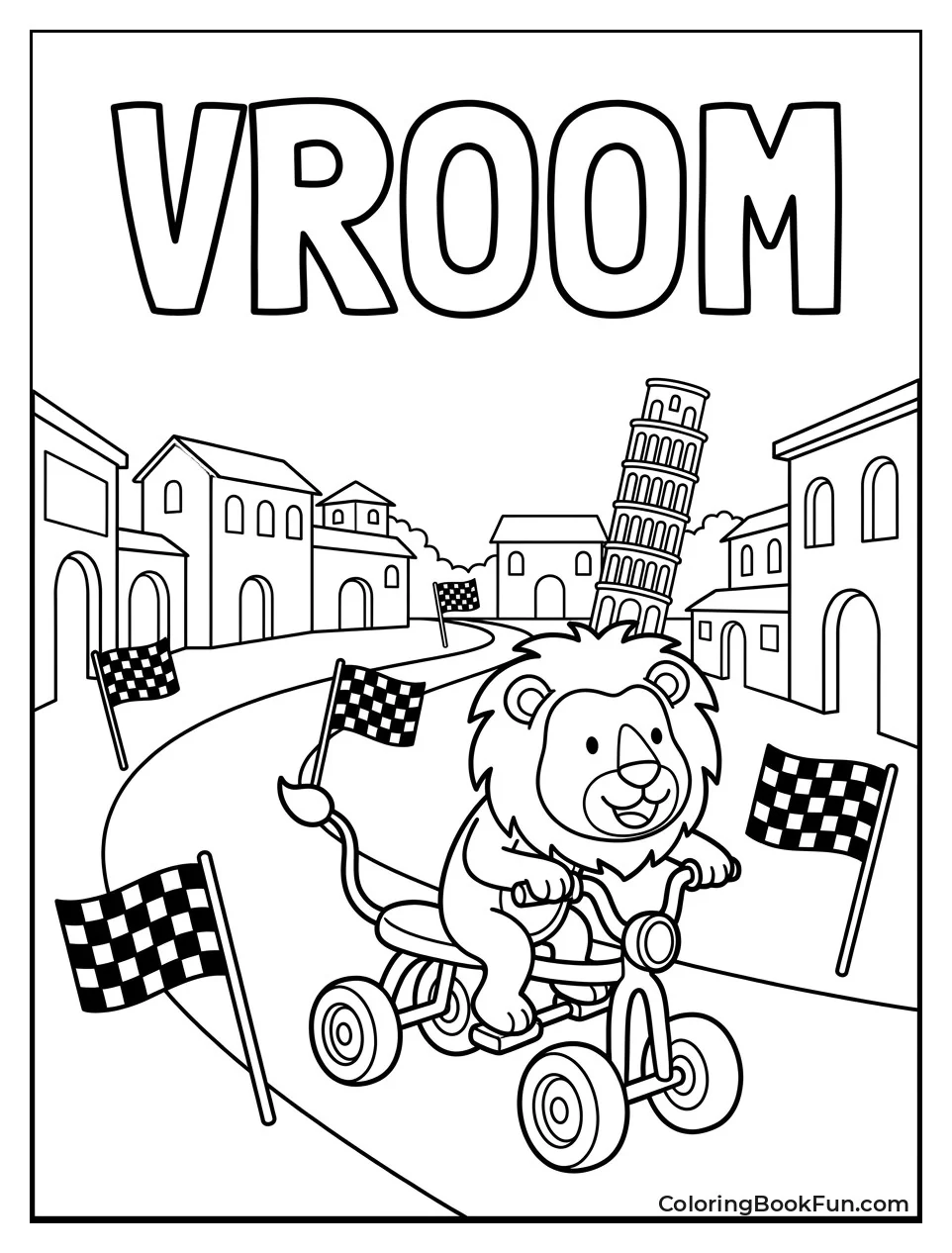 Lion Scooter Races Through Village