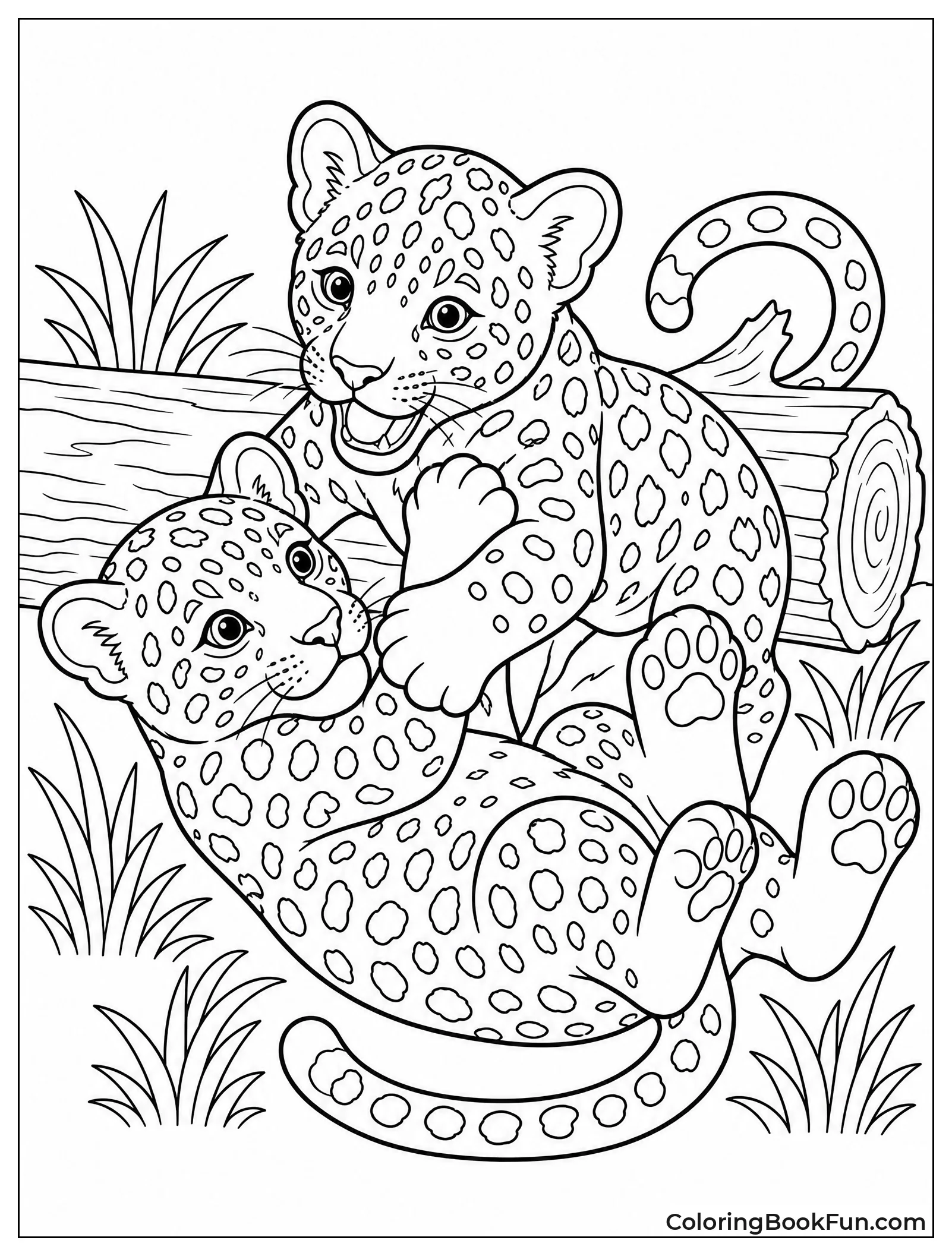 Two Jaguar Cubs Playing Together