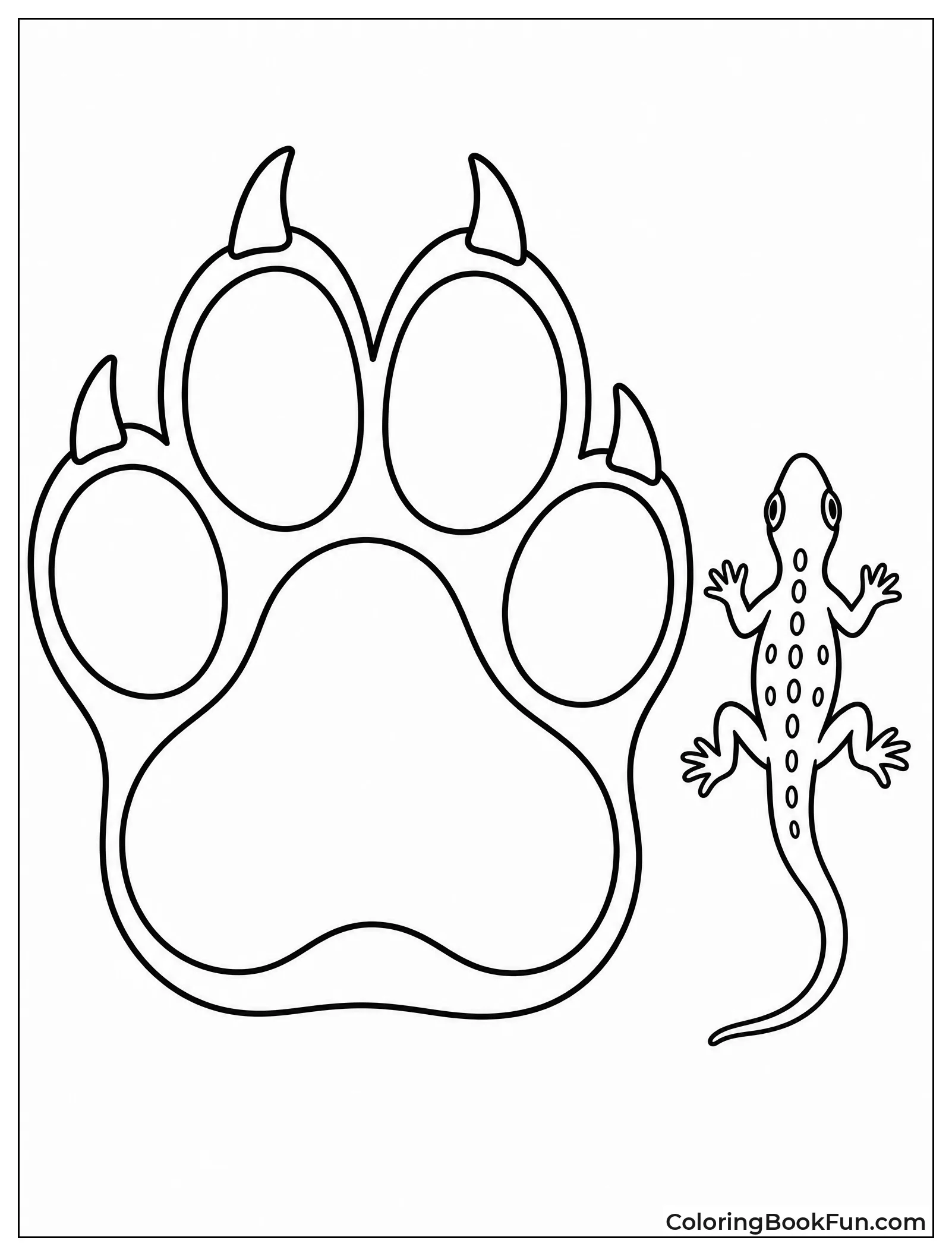 Jaguar Paw Print Beside Lizard