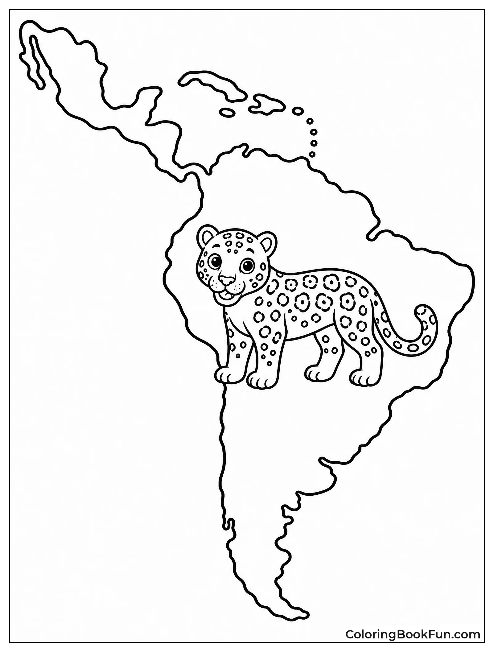 Map Marking Jaguar Habitat Range