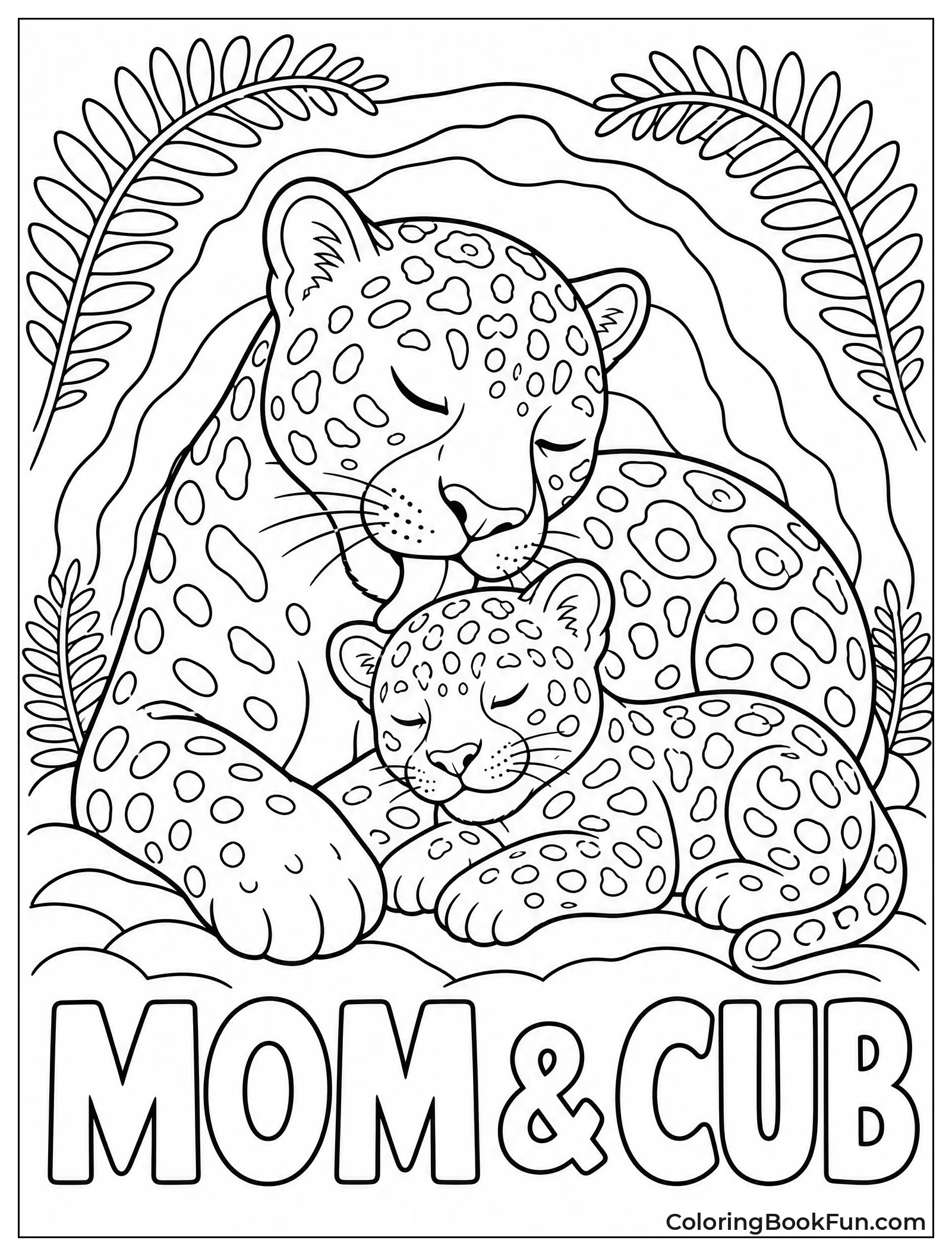 Mother Jaguar Grooming Her Cub