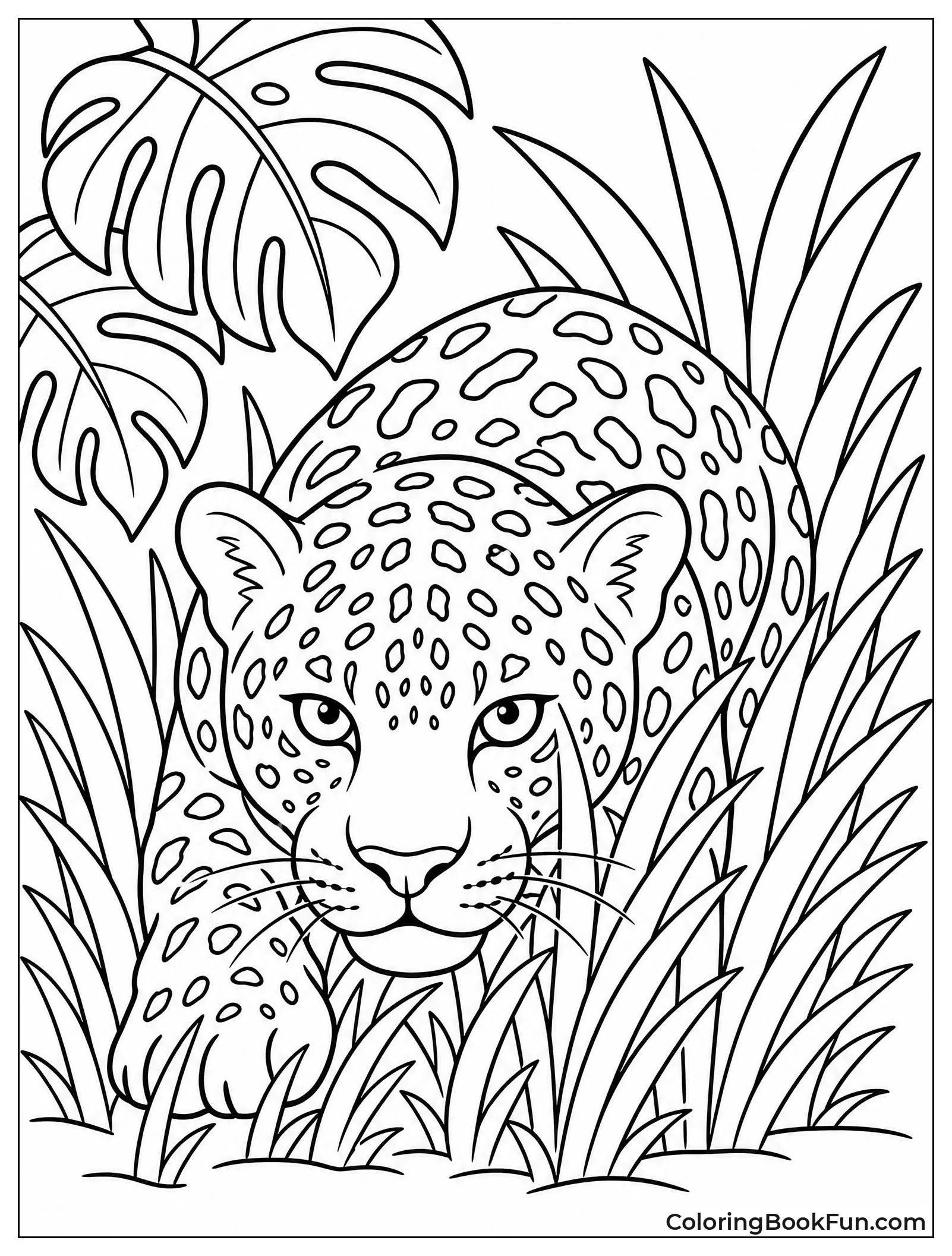 Jaguar Hiding in Tall Grass
