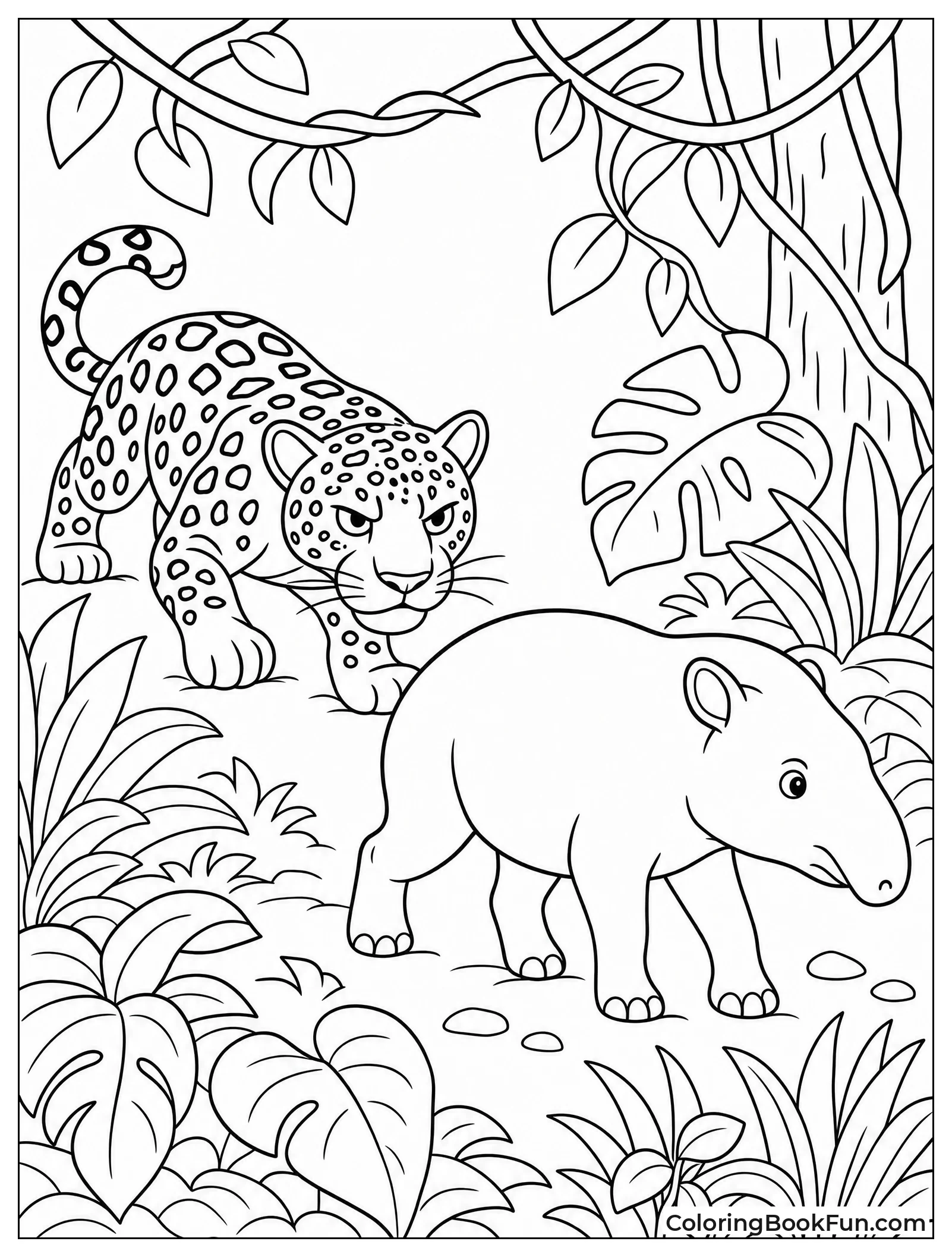 Jaguar Stalking a Tapir Quietly