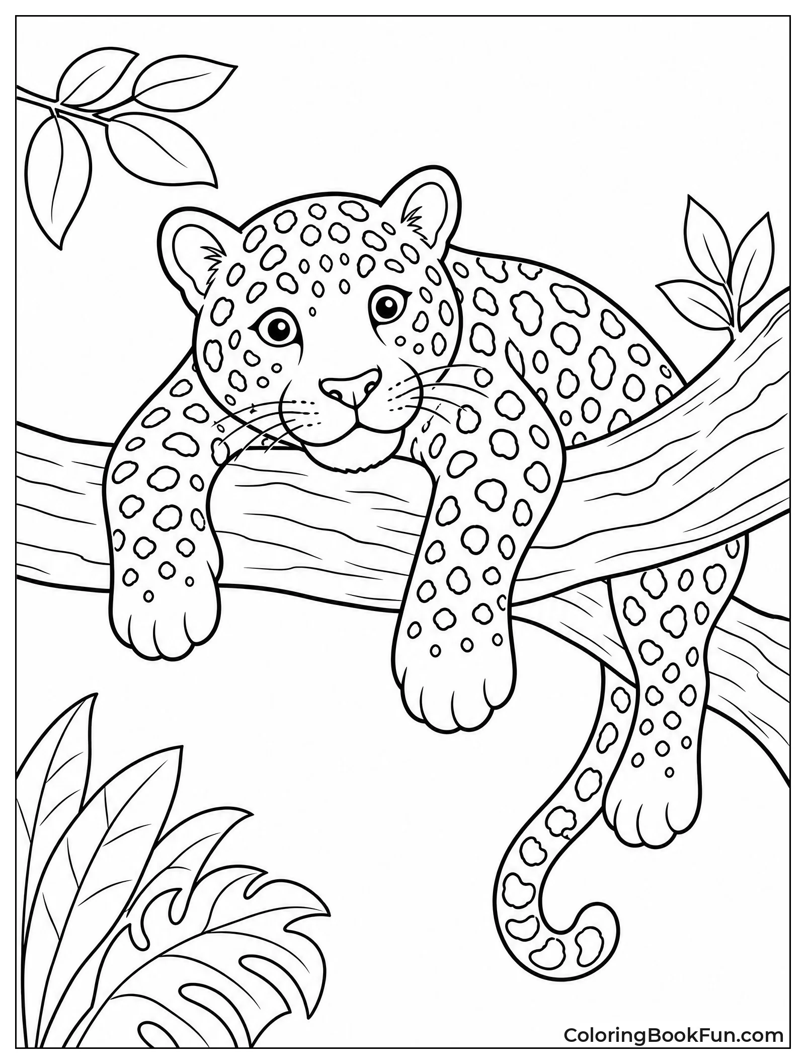 Jaguar Napping on Tree Branch