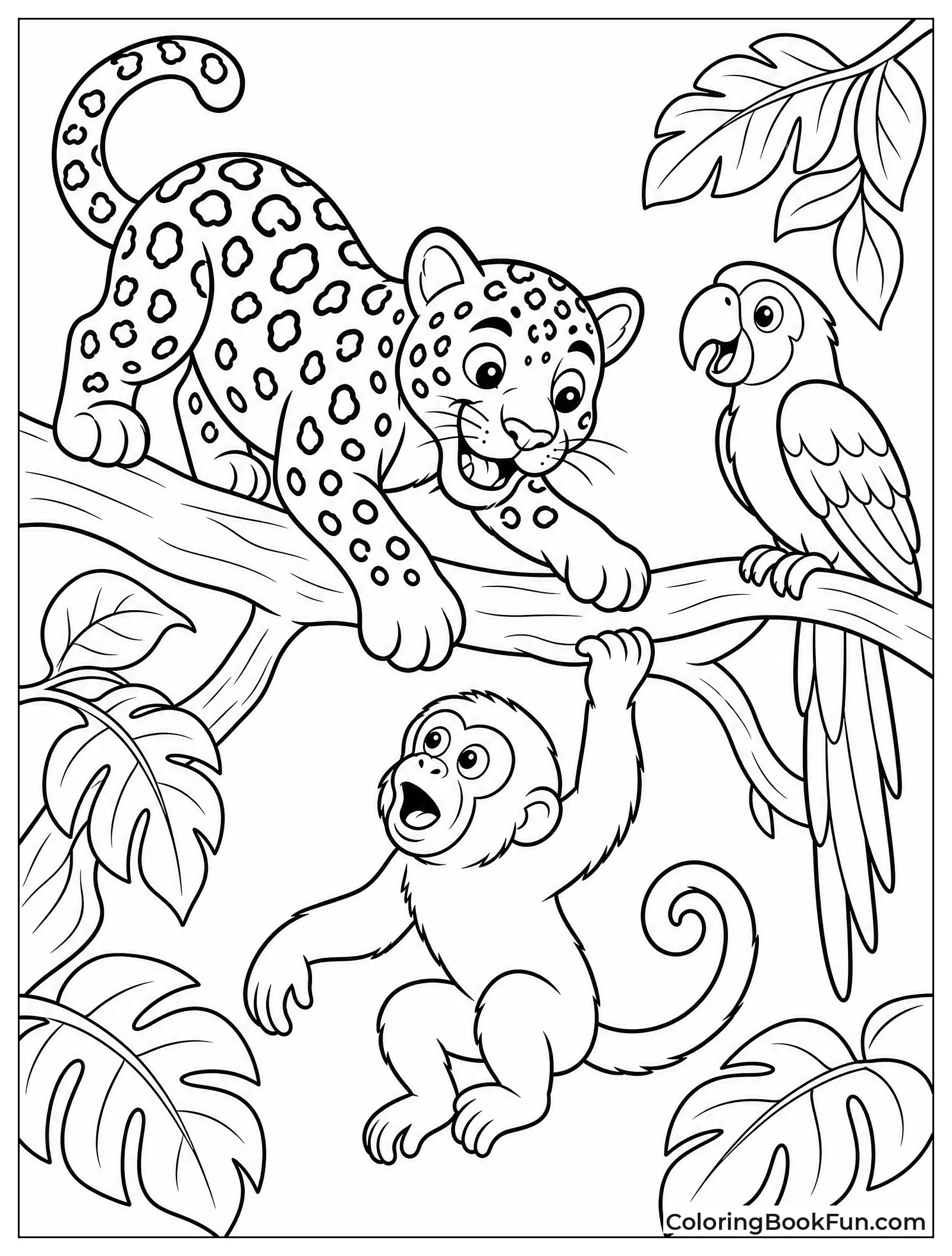 Jaguar Playing with Jungle Friends