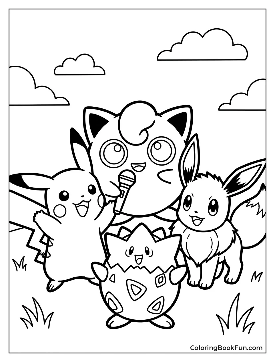 Jigglypuff Stands with Pikachu and Friends