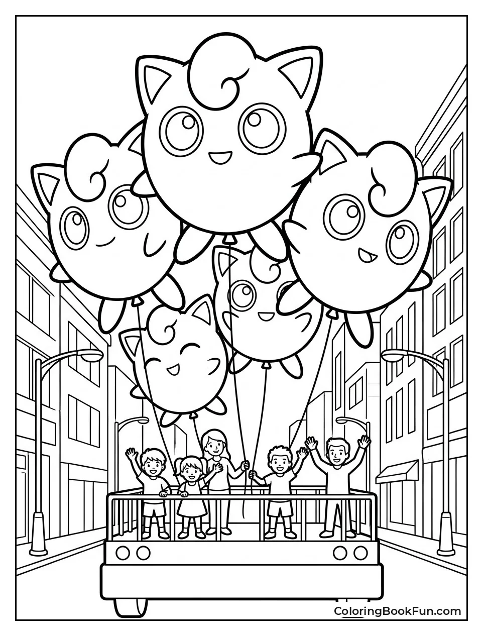 Jigglypuff Balloons Float above a Parade