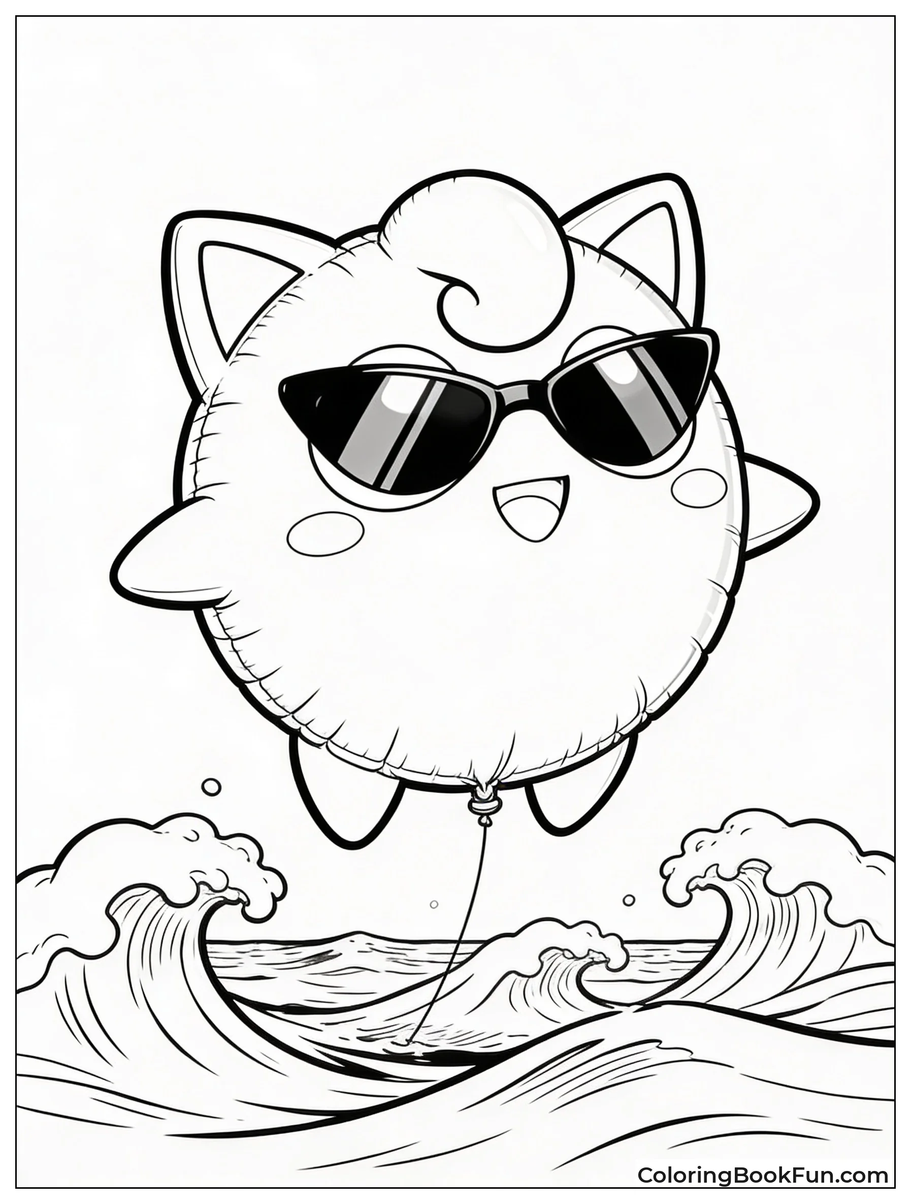 Jigglypuff Floats over Ocean Waves
