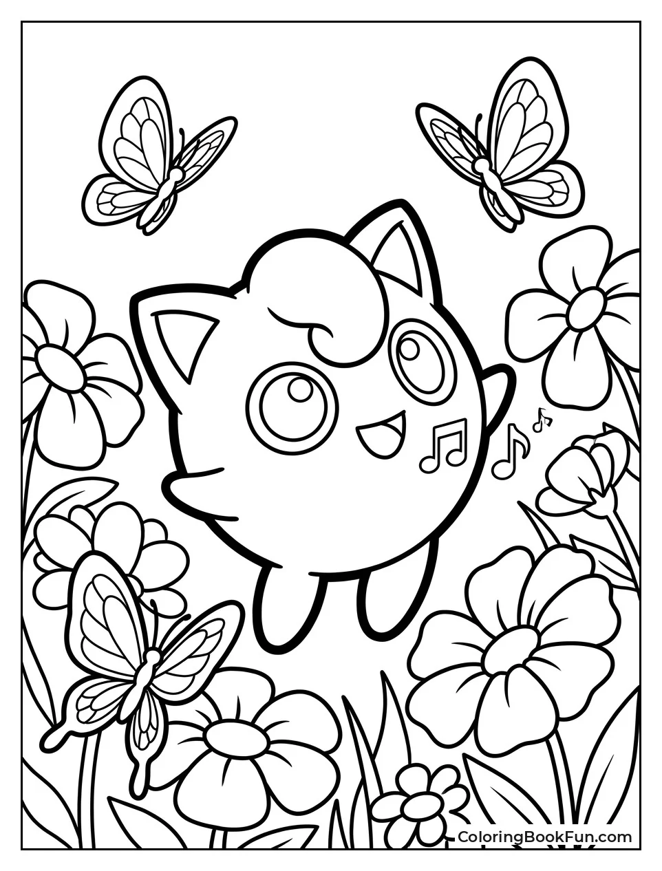 Jigglypuff Floats through a Flower Meadow
