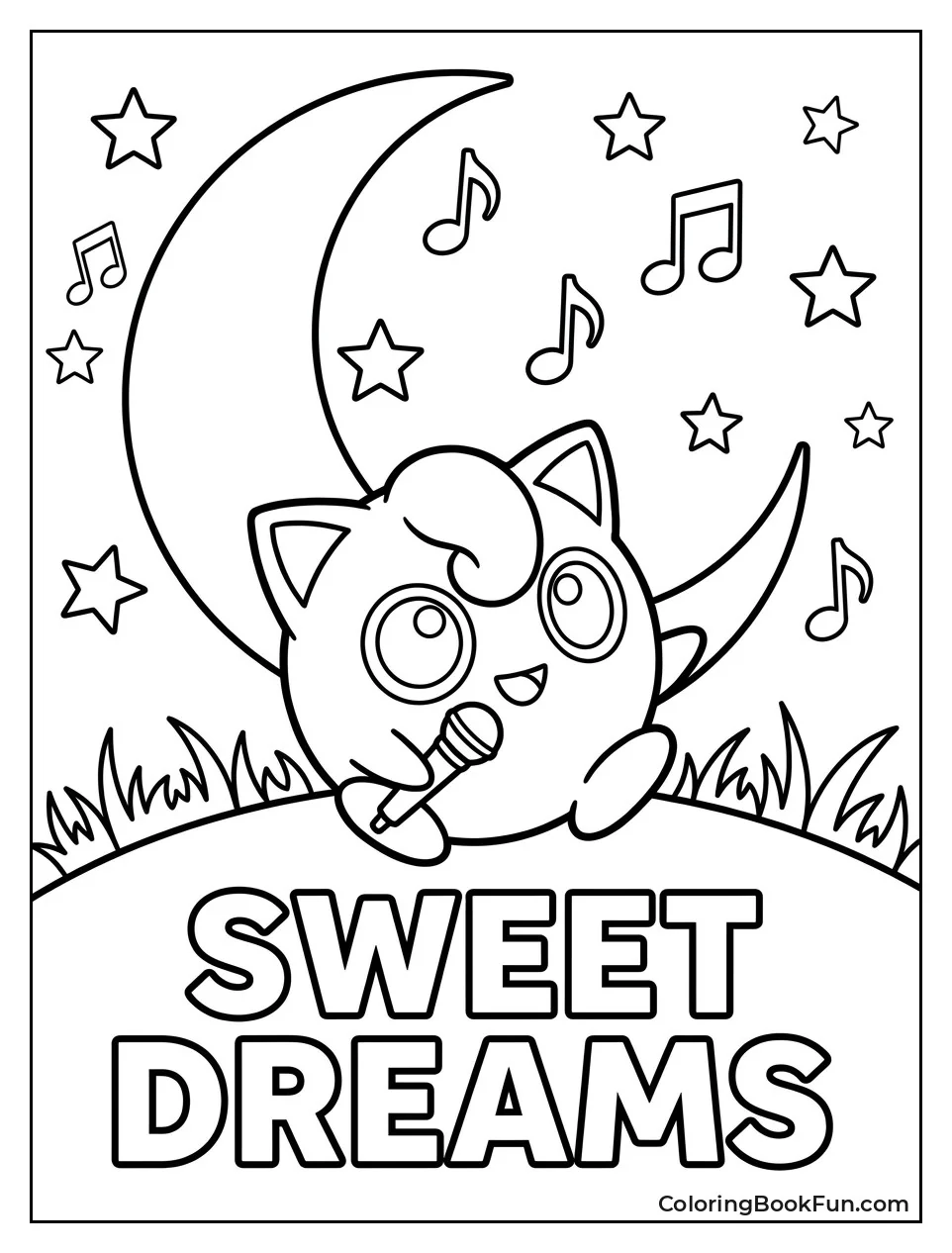 Jigglypuff Sits under a Glowing Moon