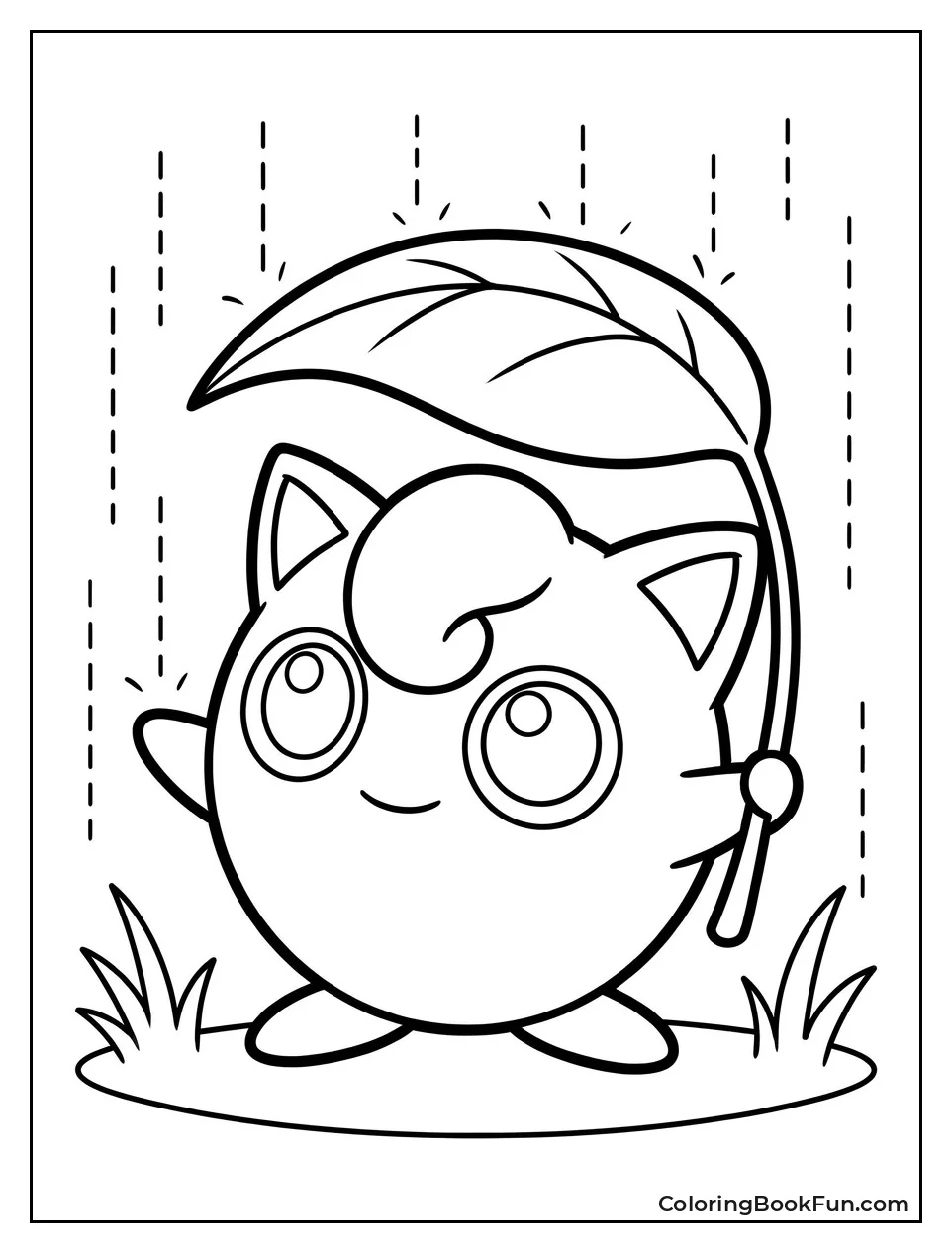 Jigglypuff Uses a Leaf as an Umbrella