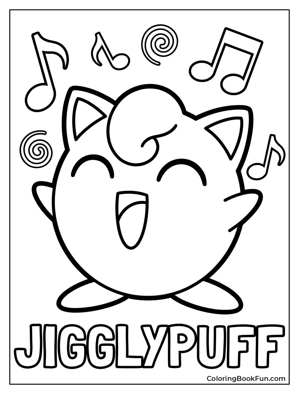 Jigglypuff Sings with Notes around Its Head
