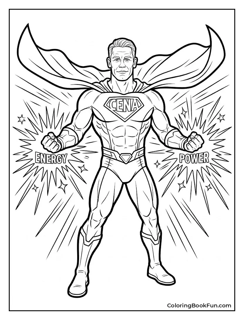 Superhero John Cena with Glowing Fists