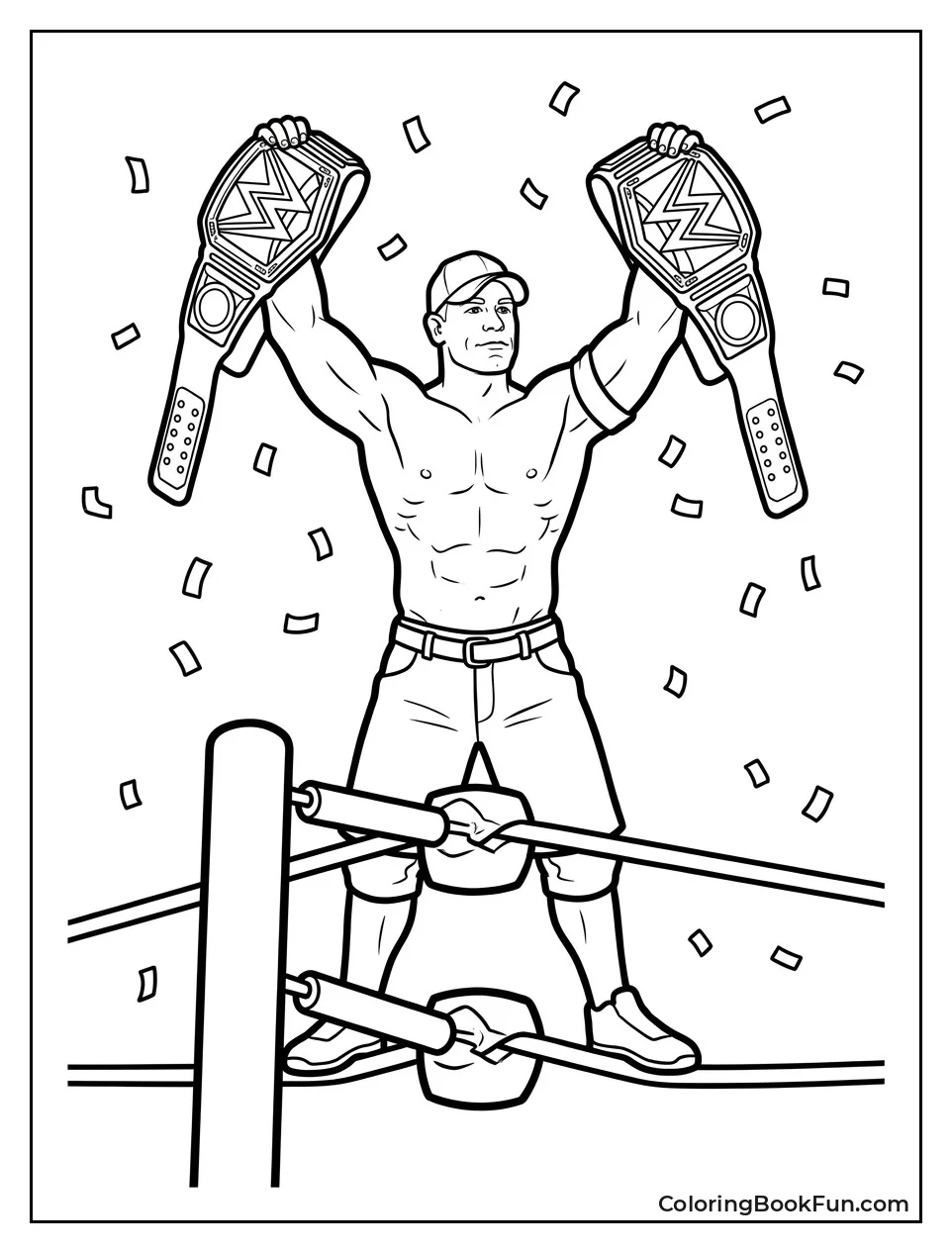 John Cena Celebrating with Two Belts