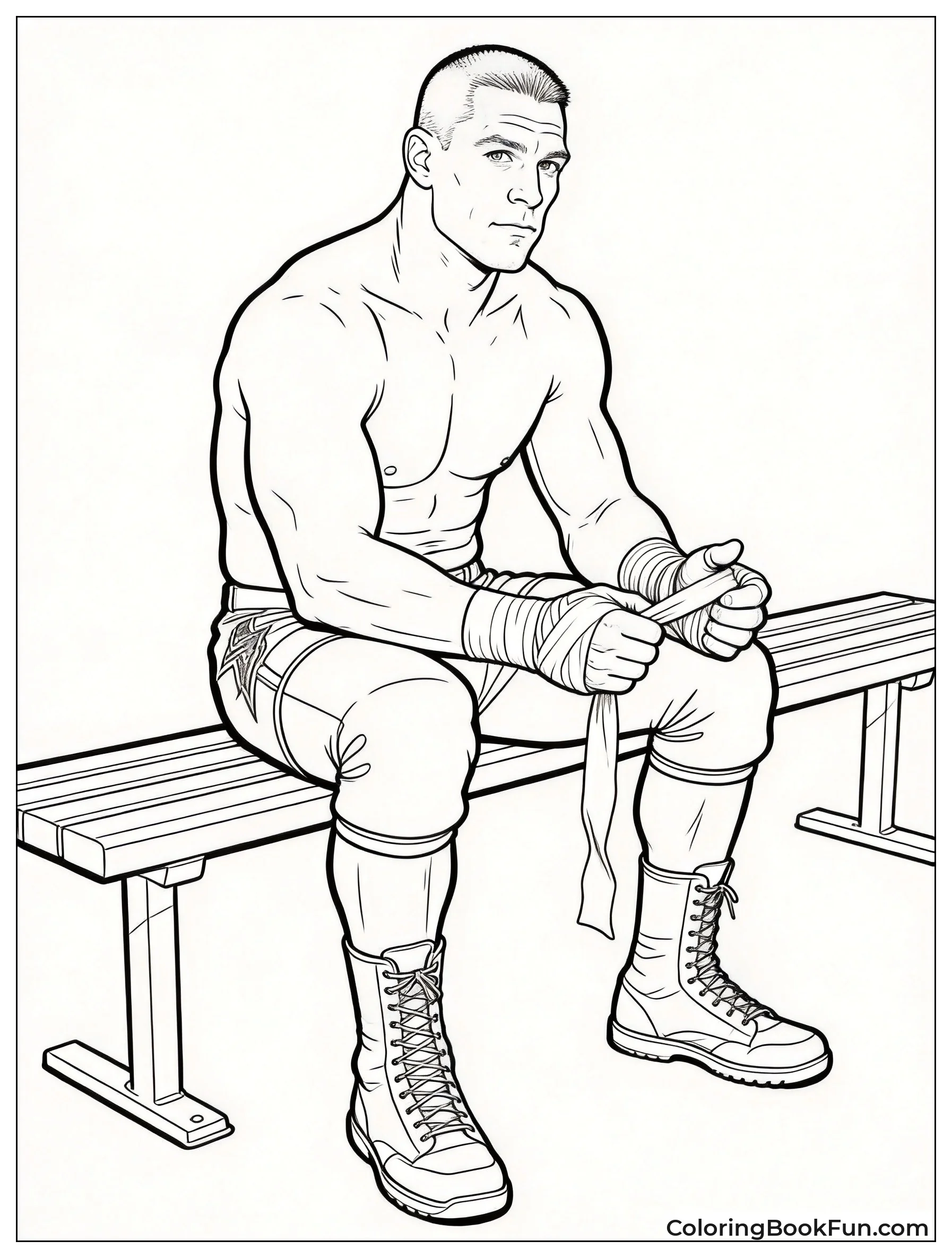 John Cena Wrapping Wrists before Match