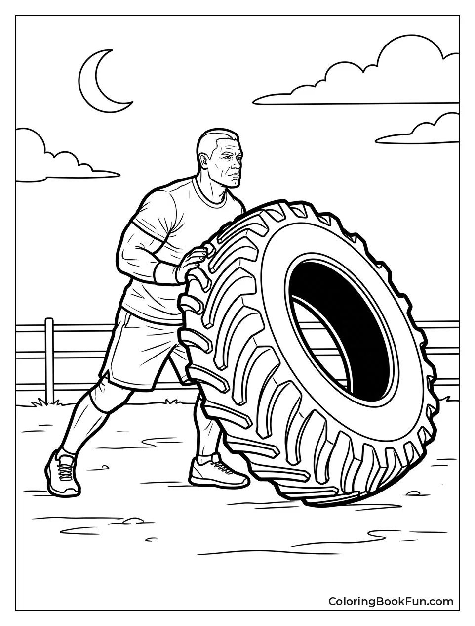John Cena Flipping Tire under Moon