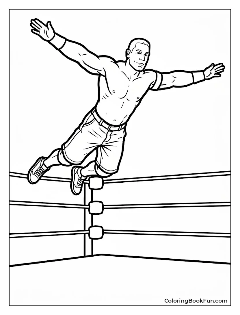John Cena Flying off Top Rope