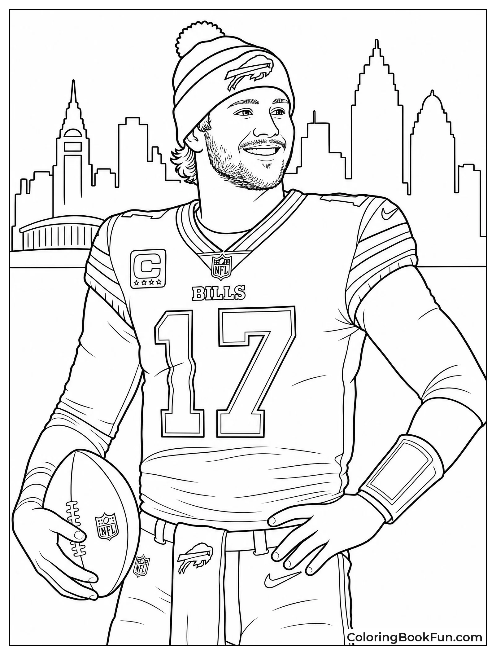 Josh Allen Stands by Buffalo Skyline