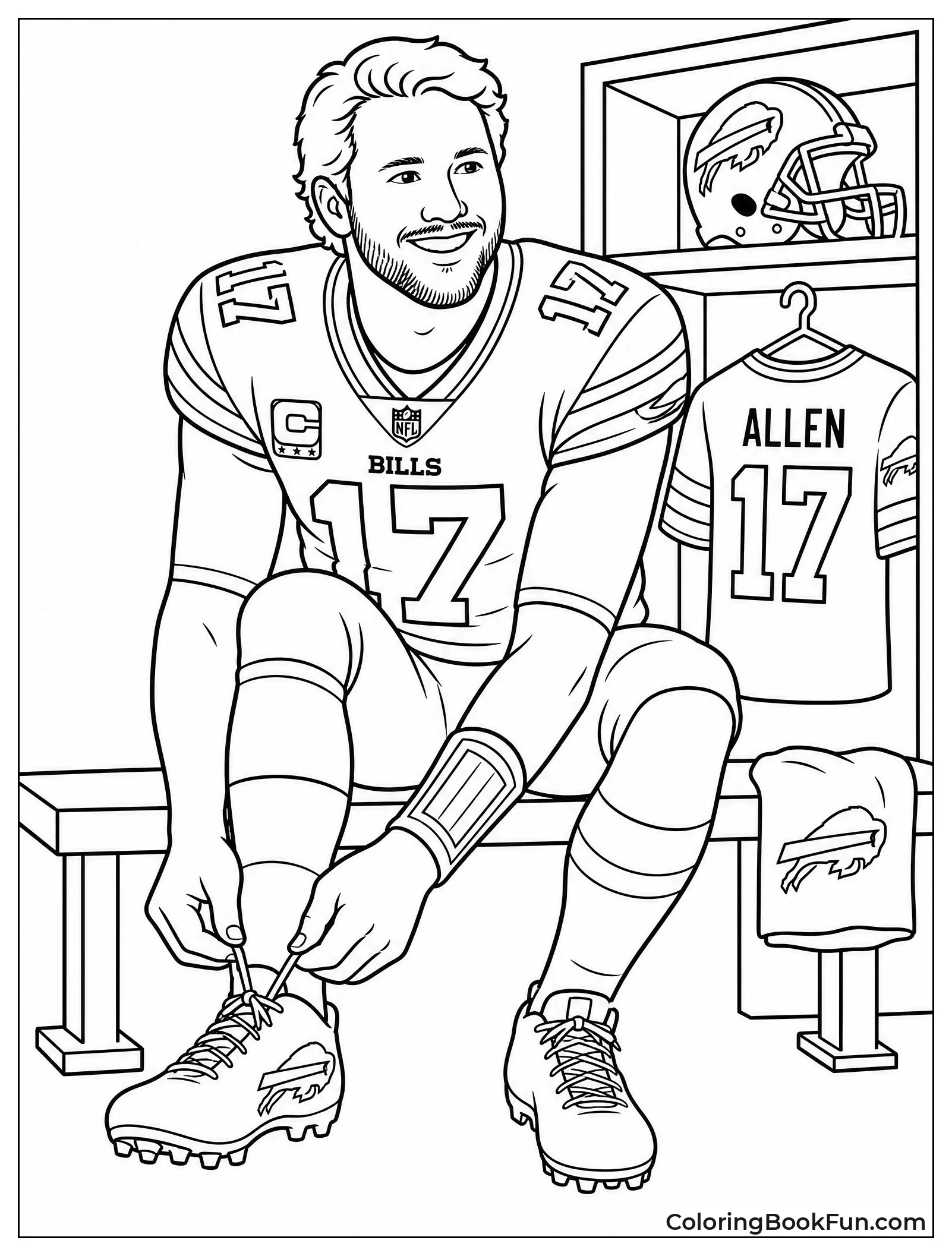Josh Allen Prepares in Locker Room