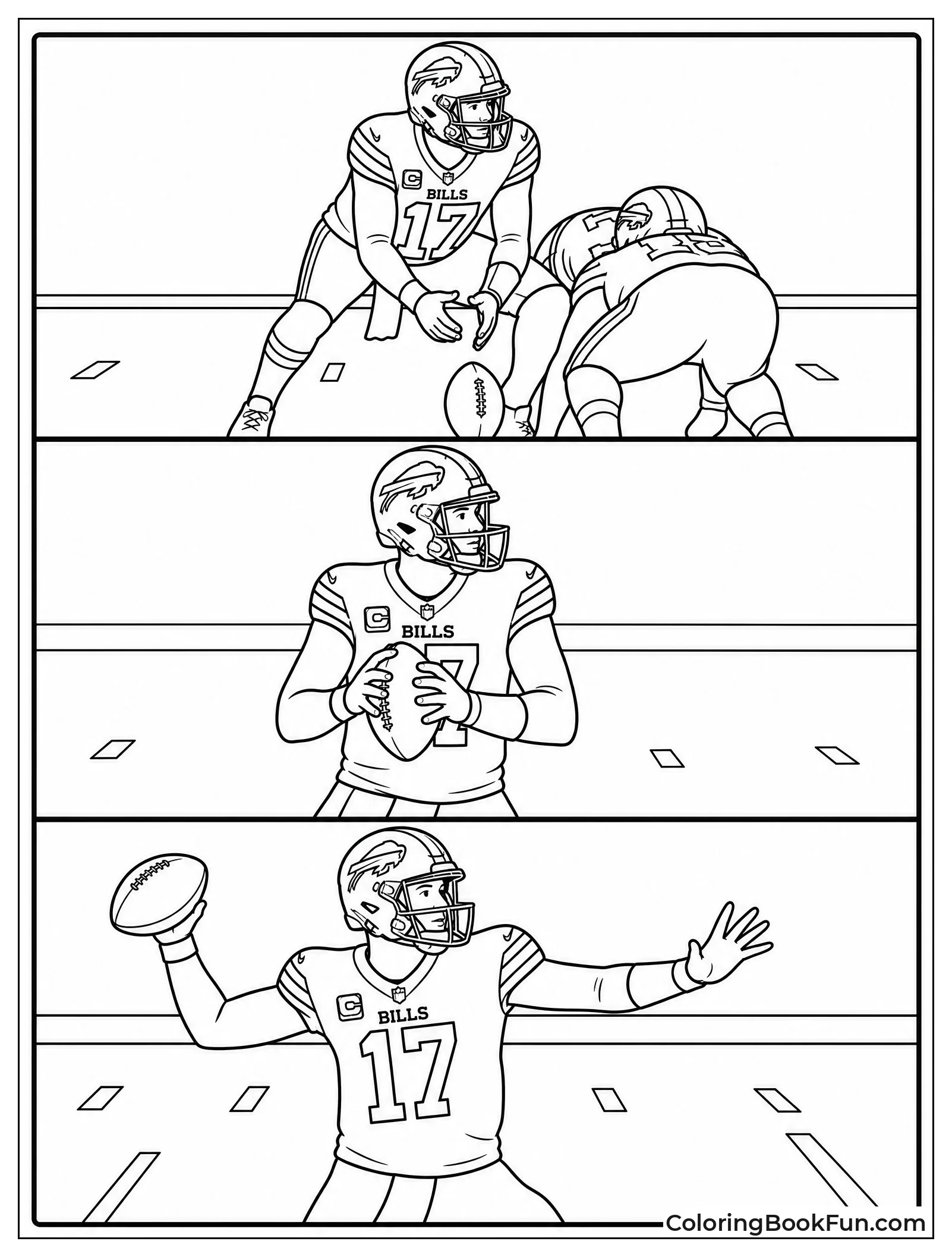 Three Panels of Josh Allen Plays