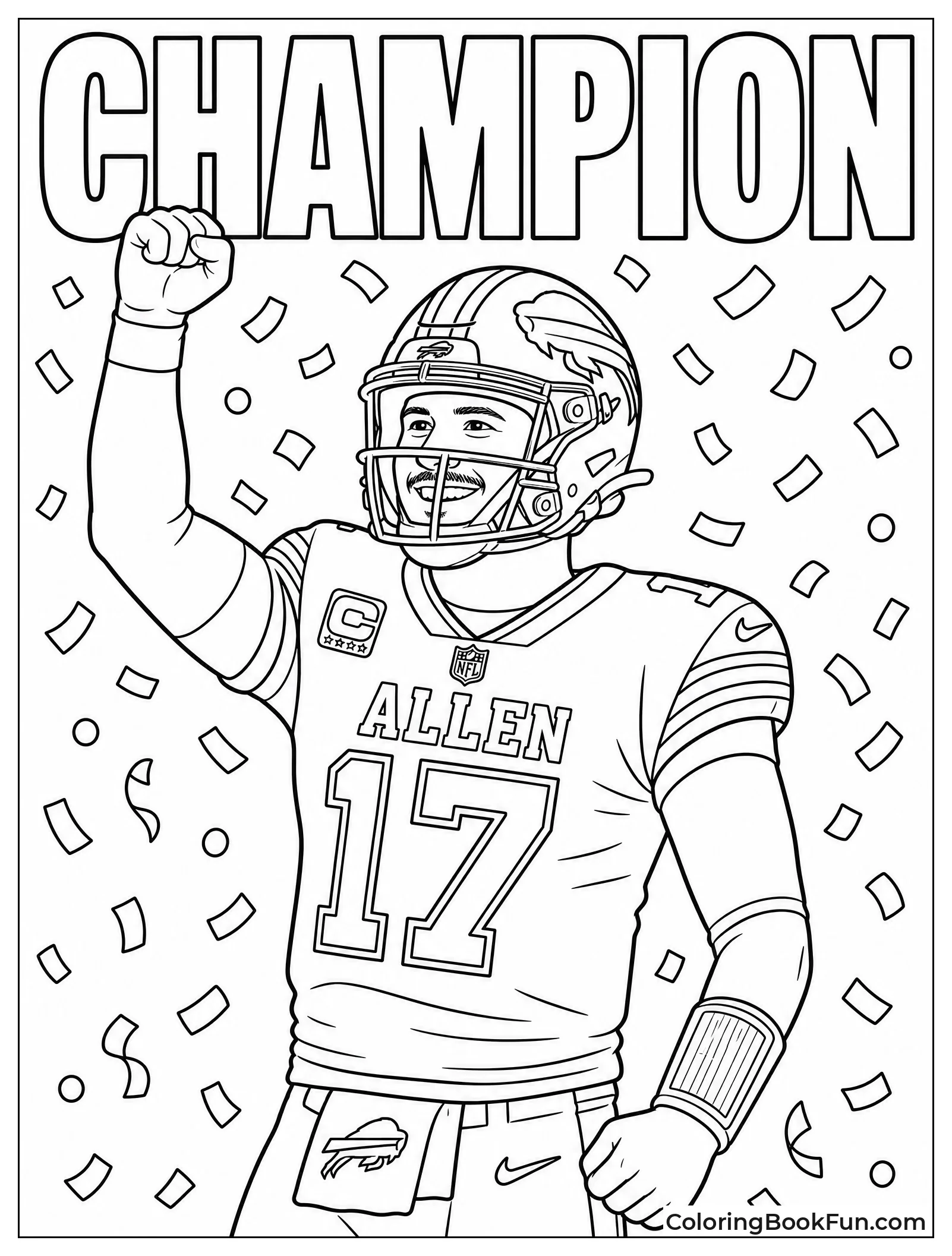 Josh Allen Covered in Confetti