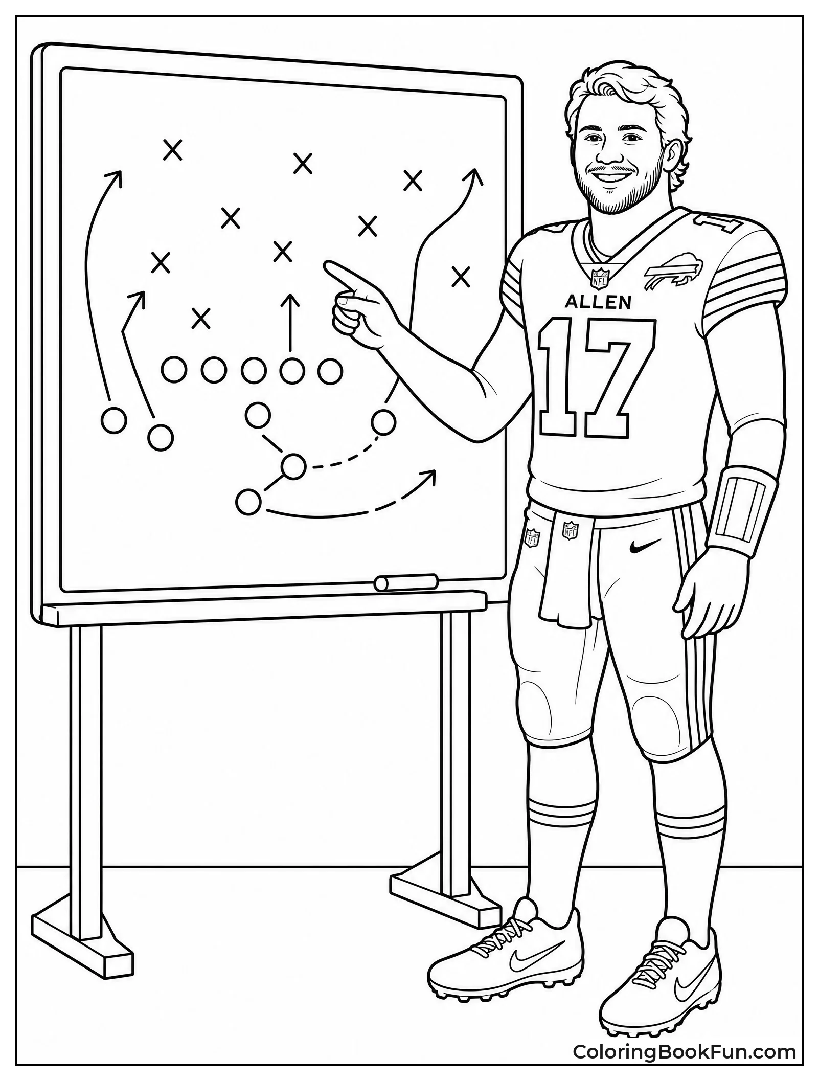 Josh Allen Points at the Playbook