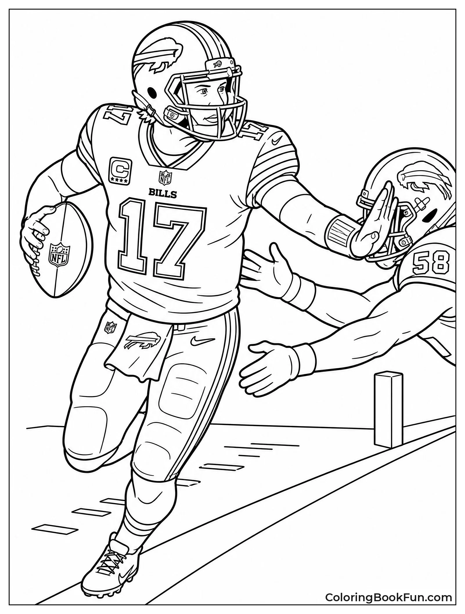Josh Allen Uses His Stiff Arm