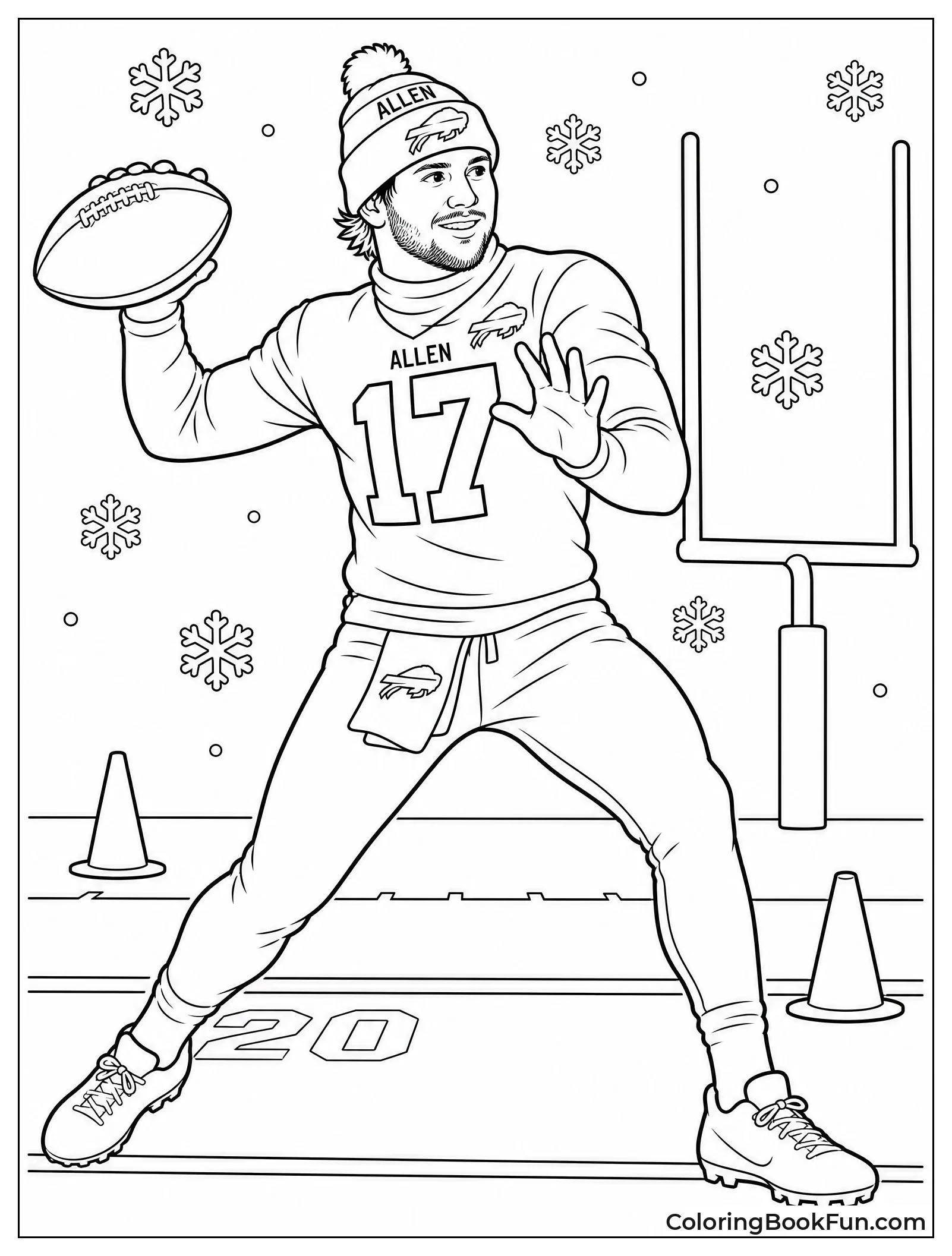 Josh Allen Practices in the Cold