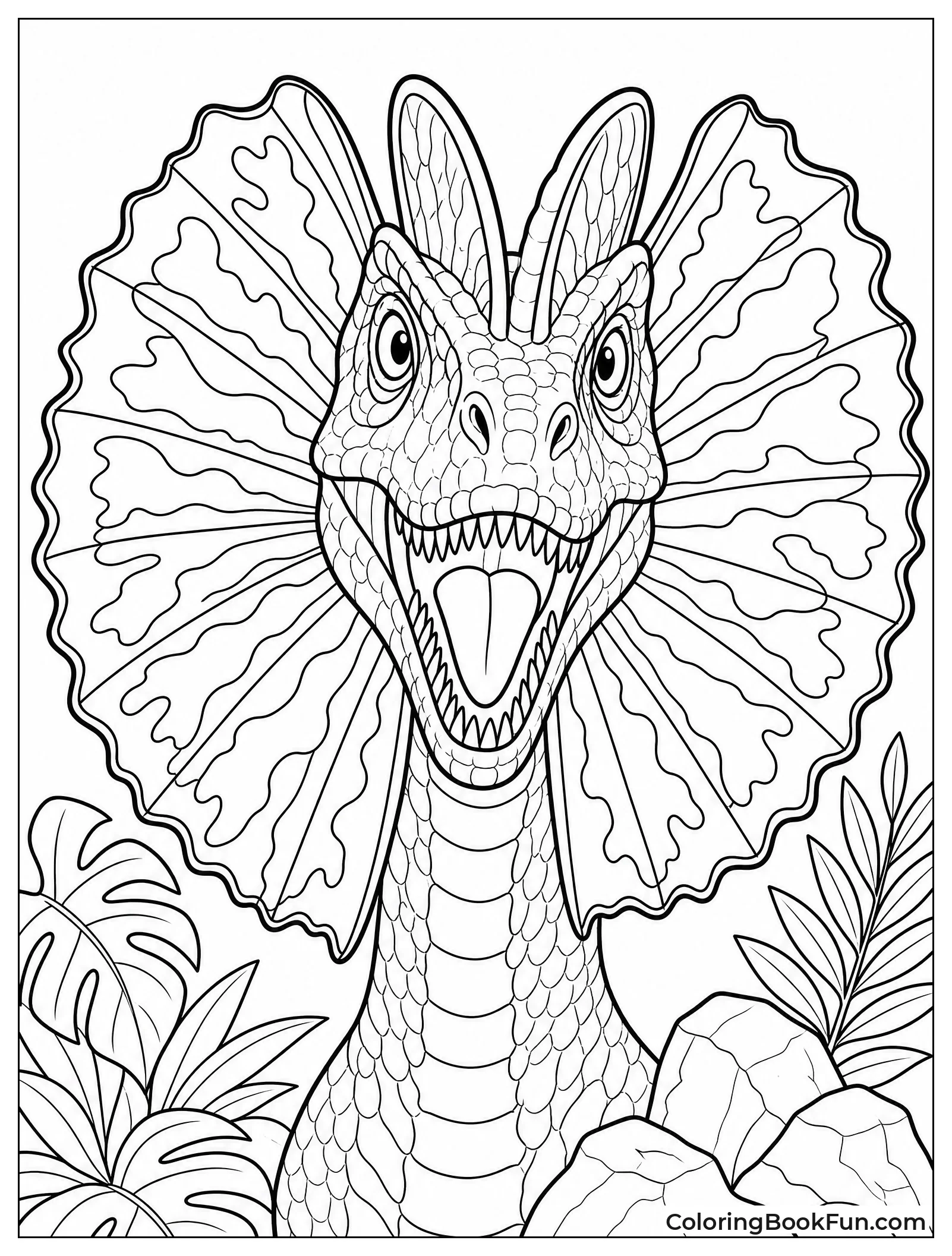 Dilophosaurus with Frill Open