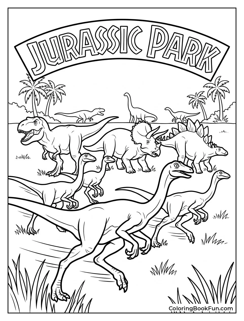 Dinosaurs Running Across the Plains