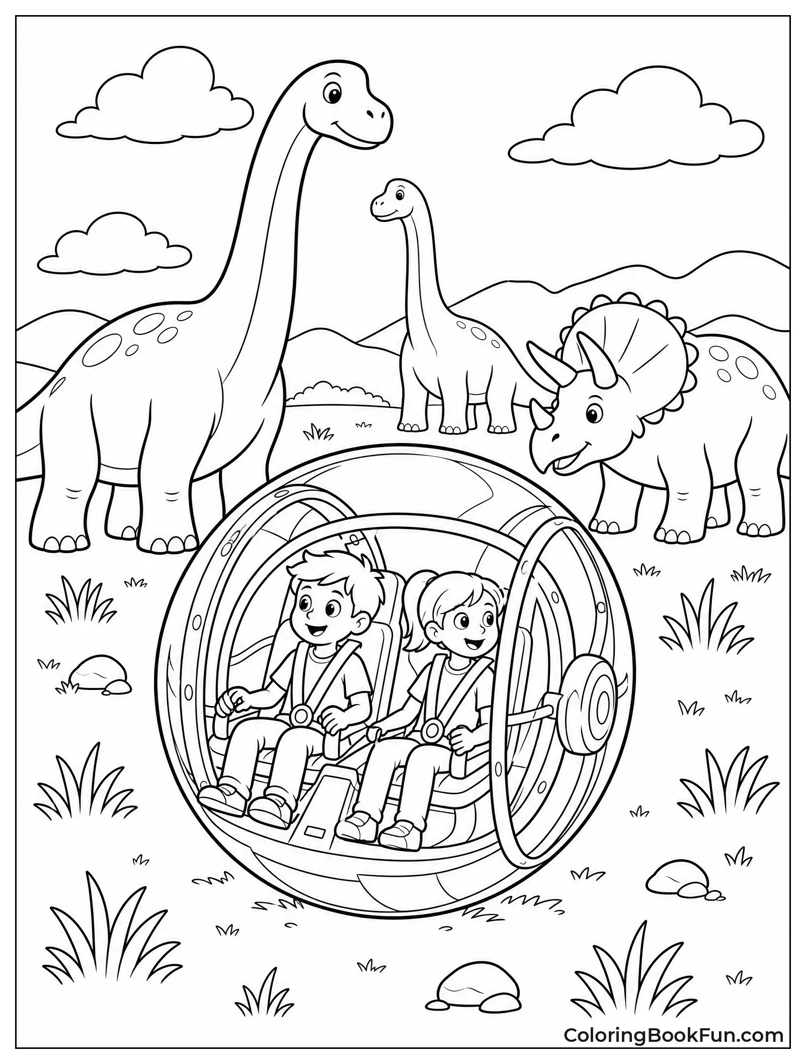Gyrosphere Rolling Past Dinosaurs