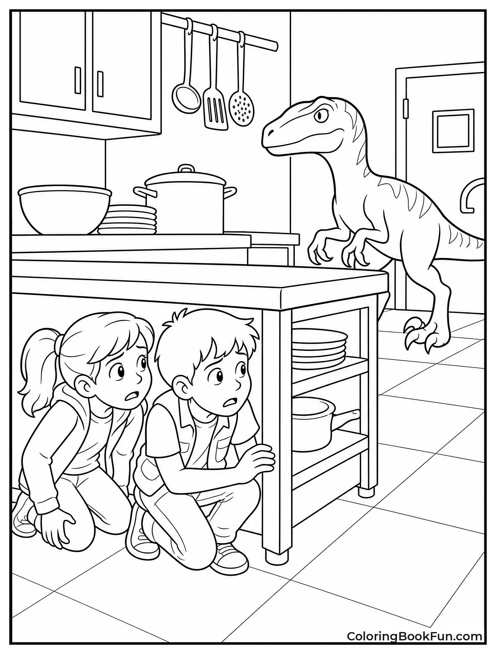 Kids Hiding from Raptor