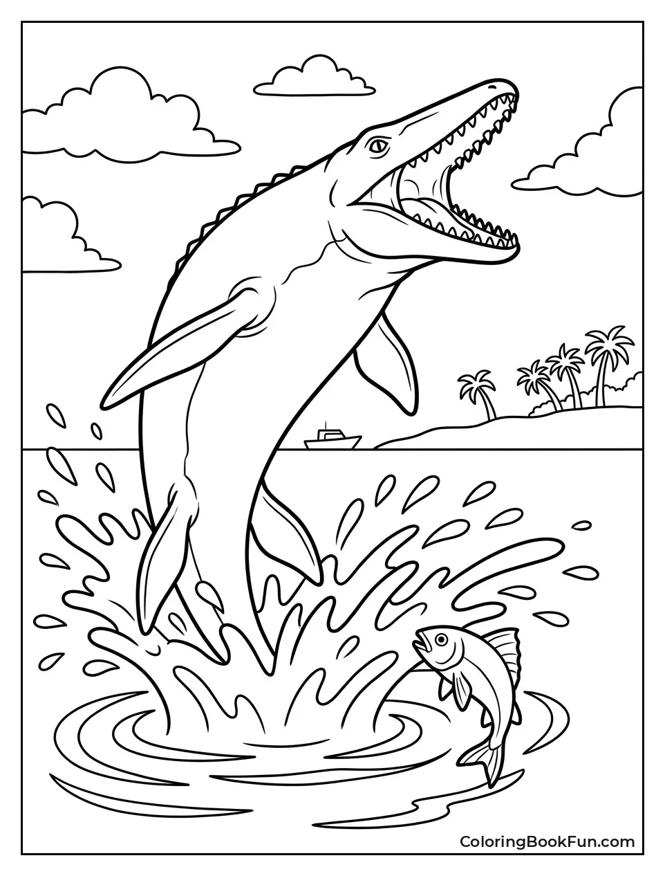 Mosasaurus Leaping from Water