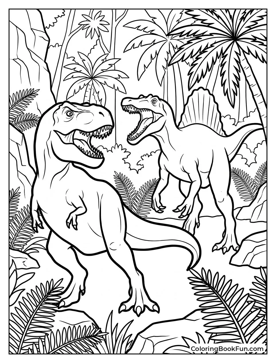 Spinosaurus Battling T Rex