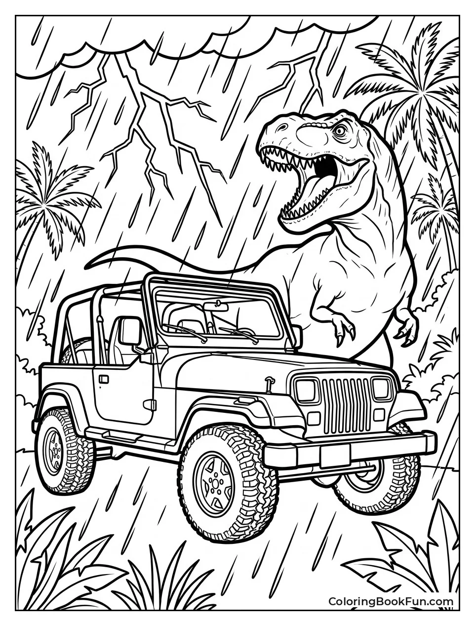 T Rex Attacking the Jeep