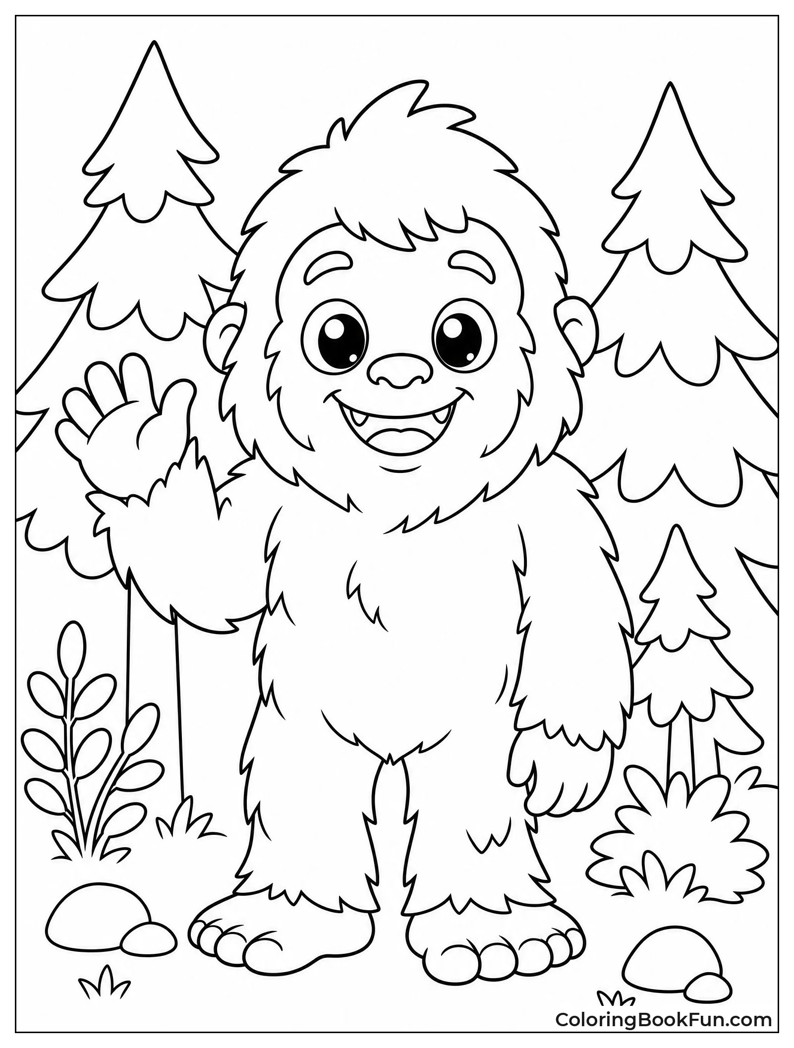 Kawaii Bigfoot Smiling with Big Eyes