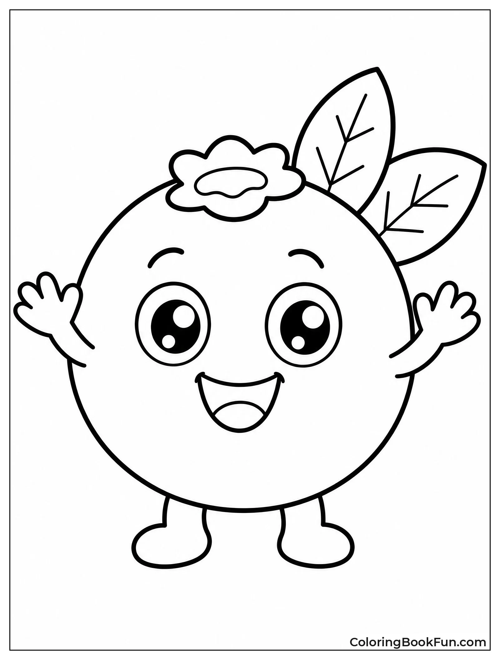 Cute Blueberry Waving with Tiny Arms