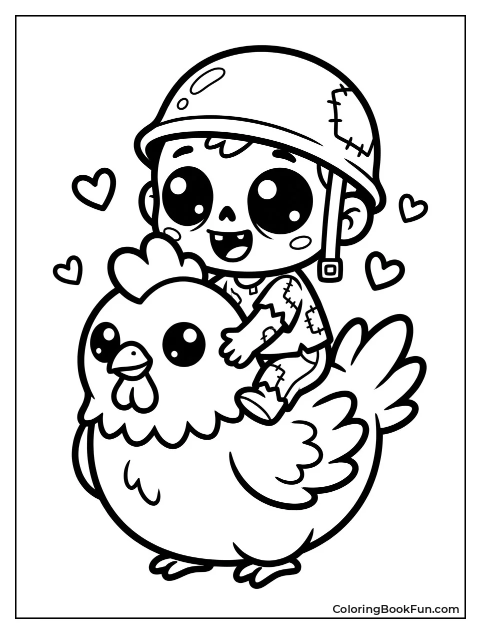 Kawaii Chicken Jockey with Hearts
