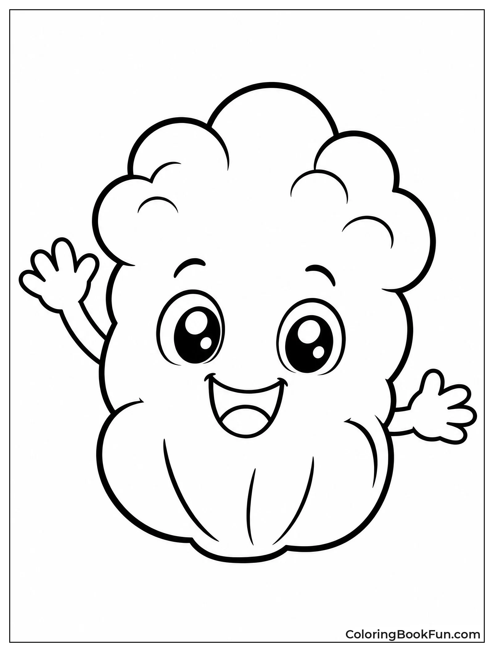 Kawaii Popcorn Buddy Waving Hello