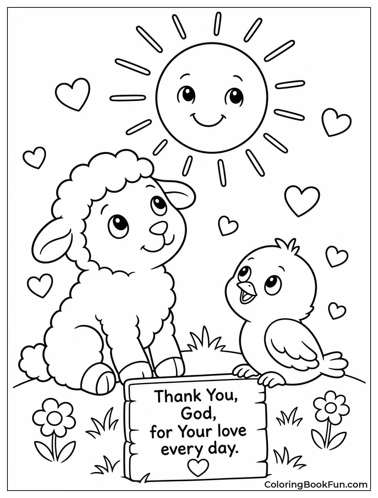 Lamb and Bird Praying Together