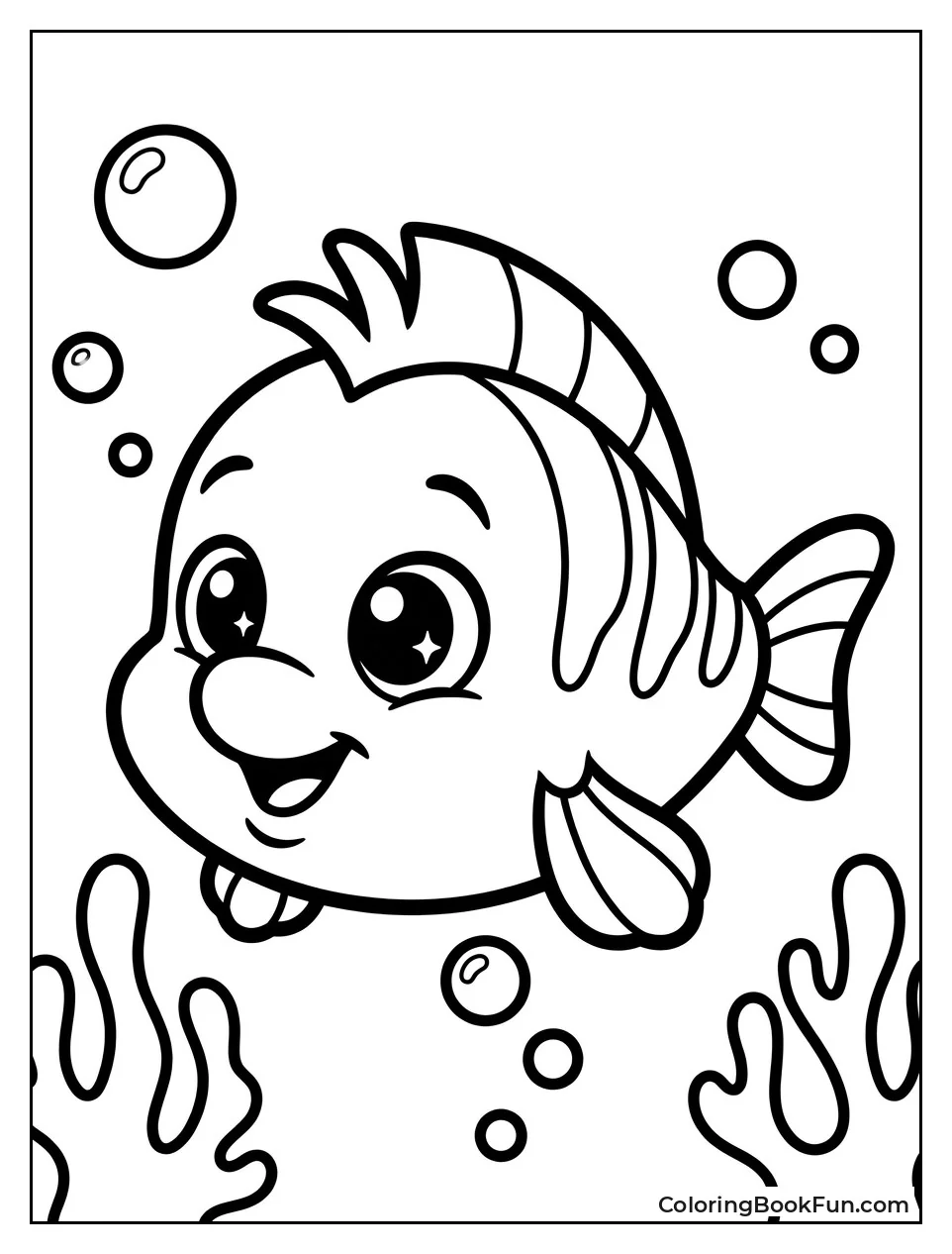 Kawaii Flounder with Big Eyes