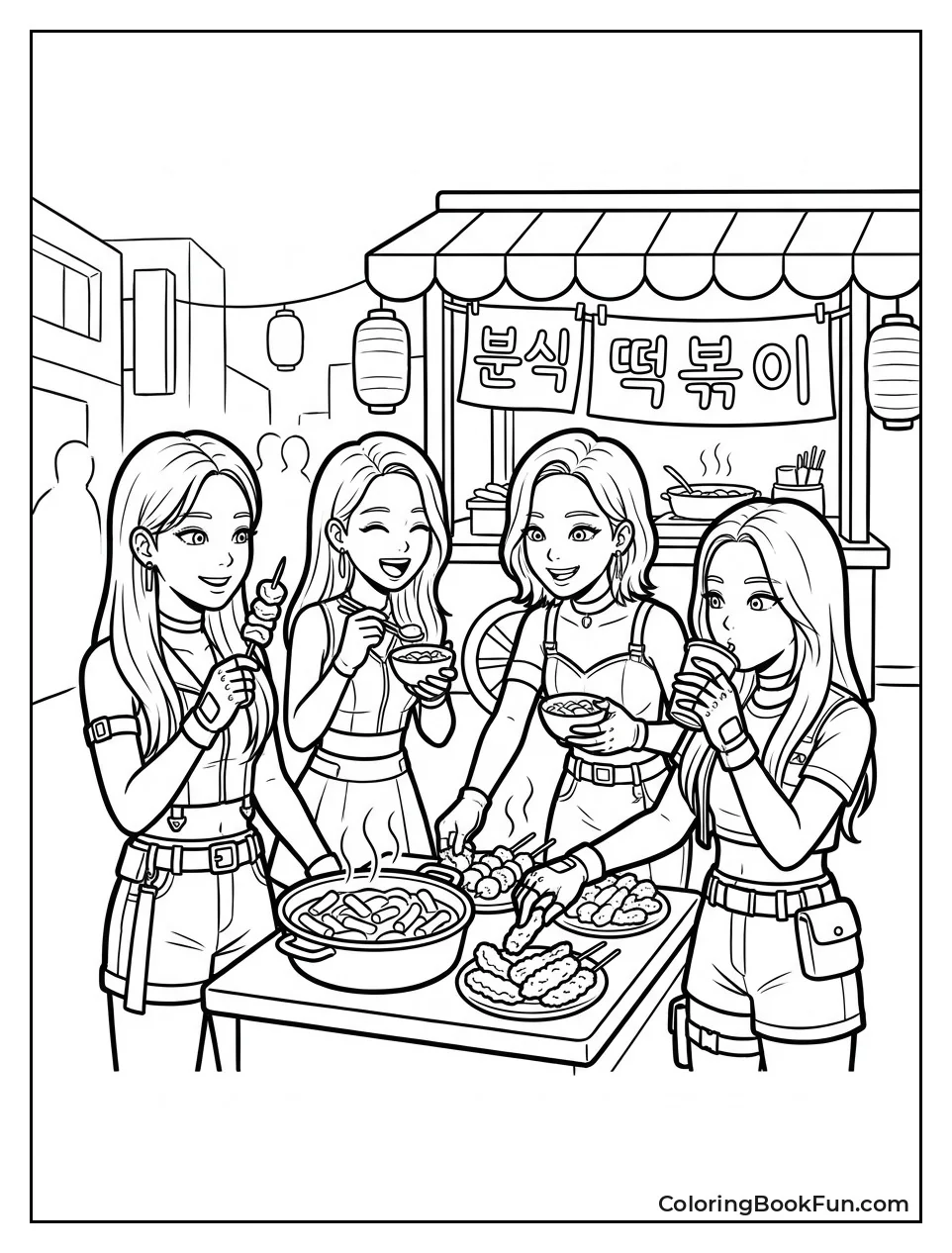 Sharing Snacks at a Street Food Stall