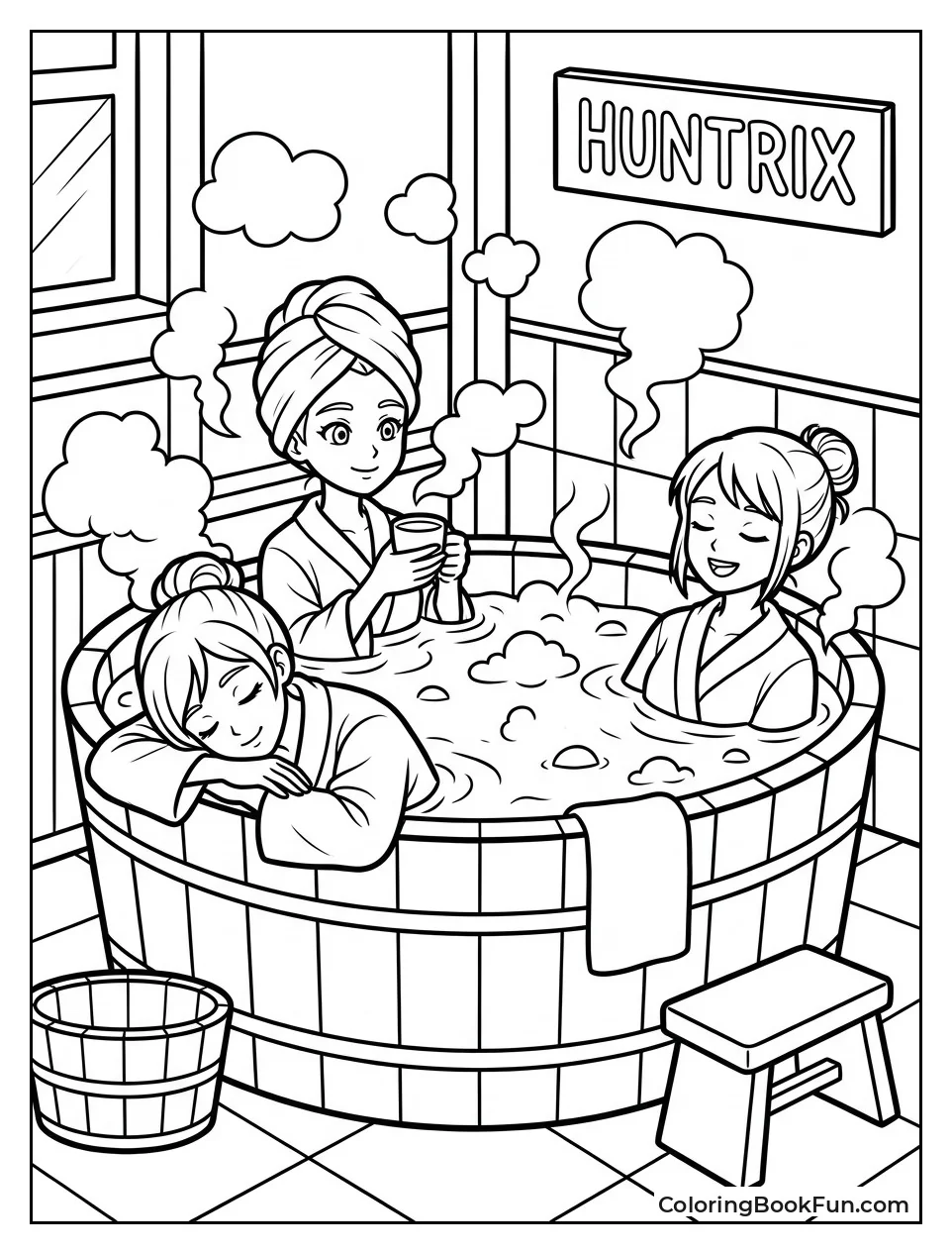 Relaxing Together in a Steamy Bathhouse