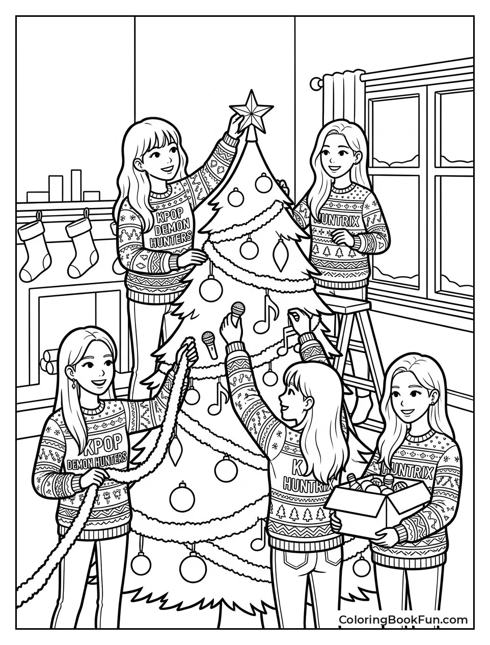 Decorating a Christmas Tree in Sweaters