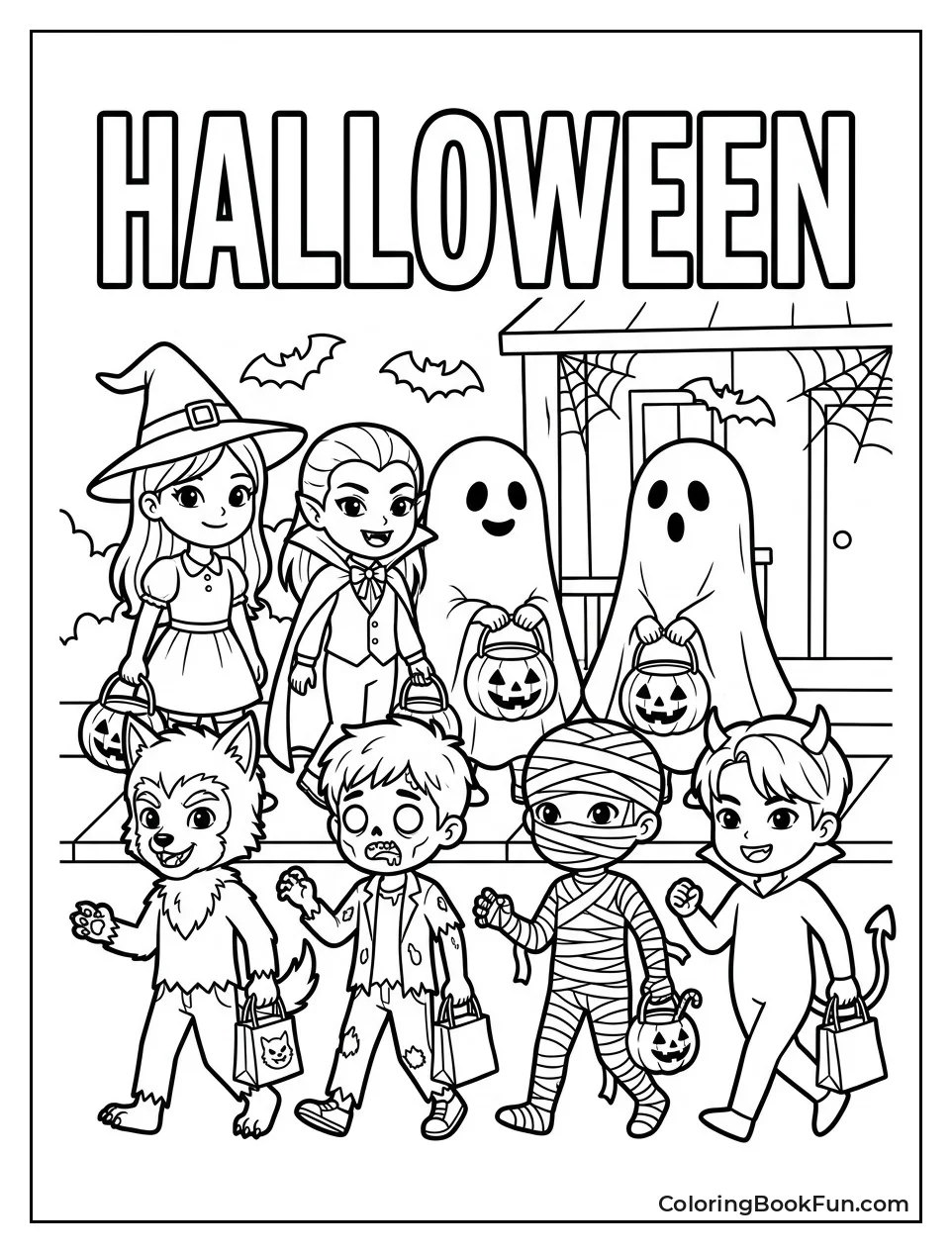 Trick or Treating in Spooky Costumes
