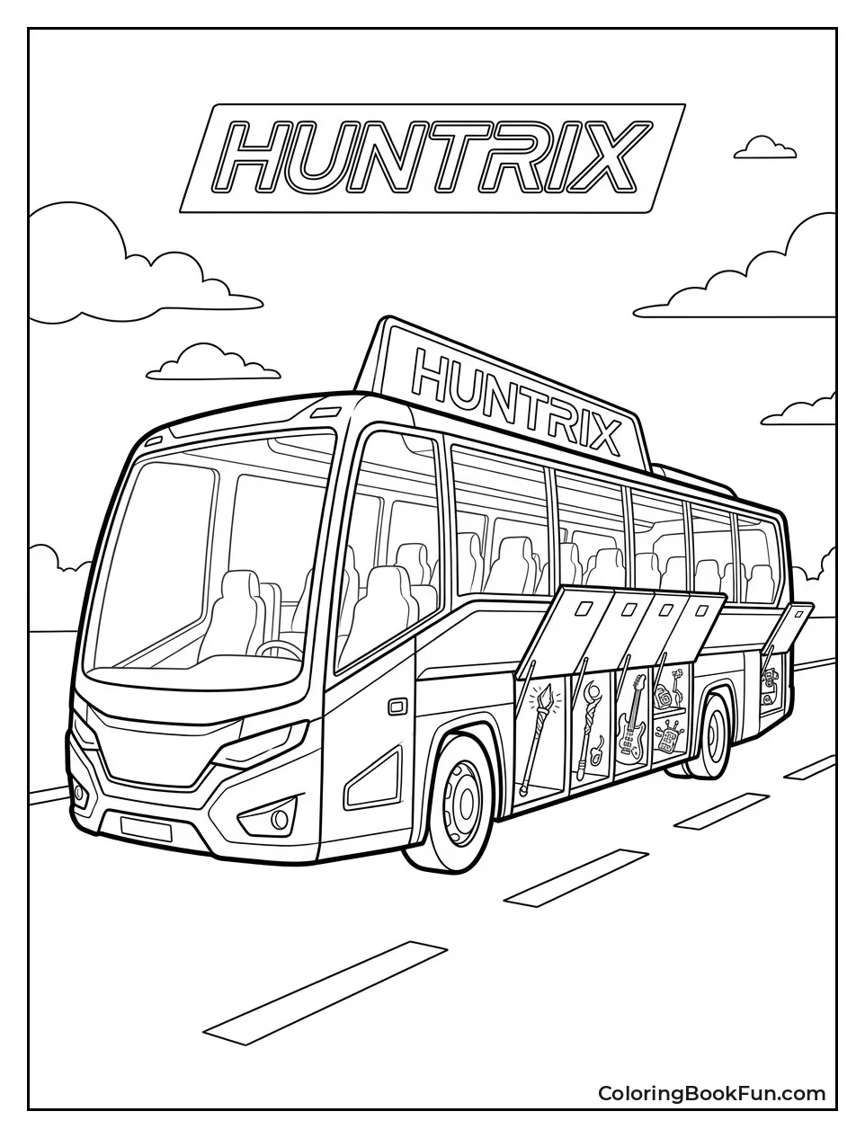 Futuristic Tour Bus with Secret Compartments
