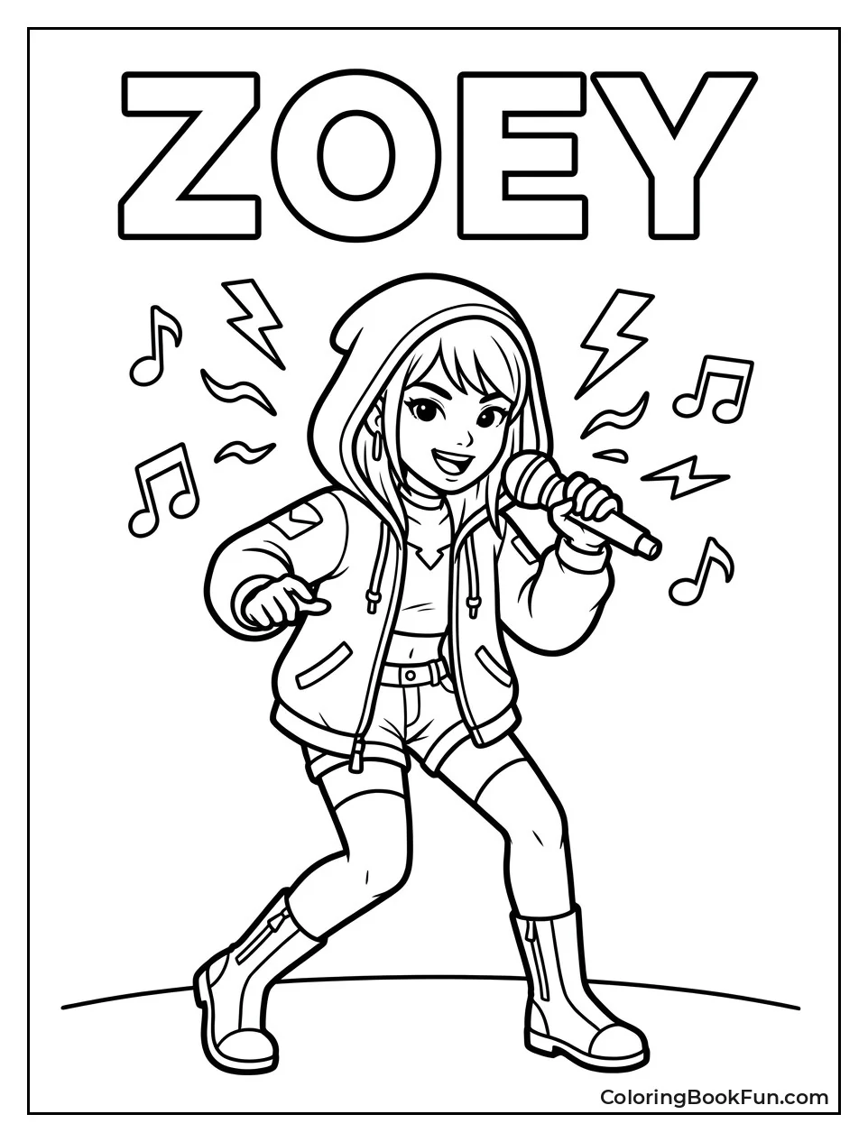 Zoey Rapping with Floating Lyric Notes