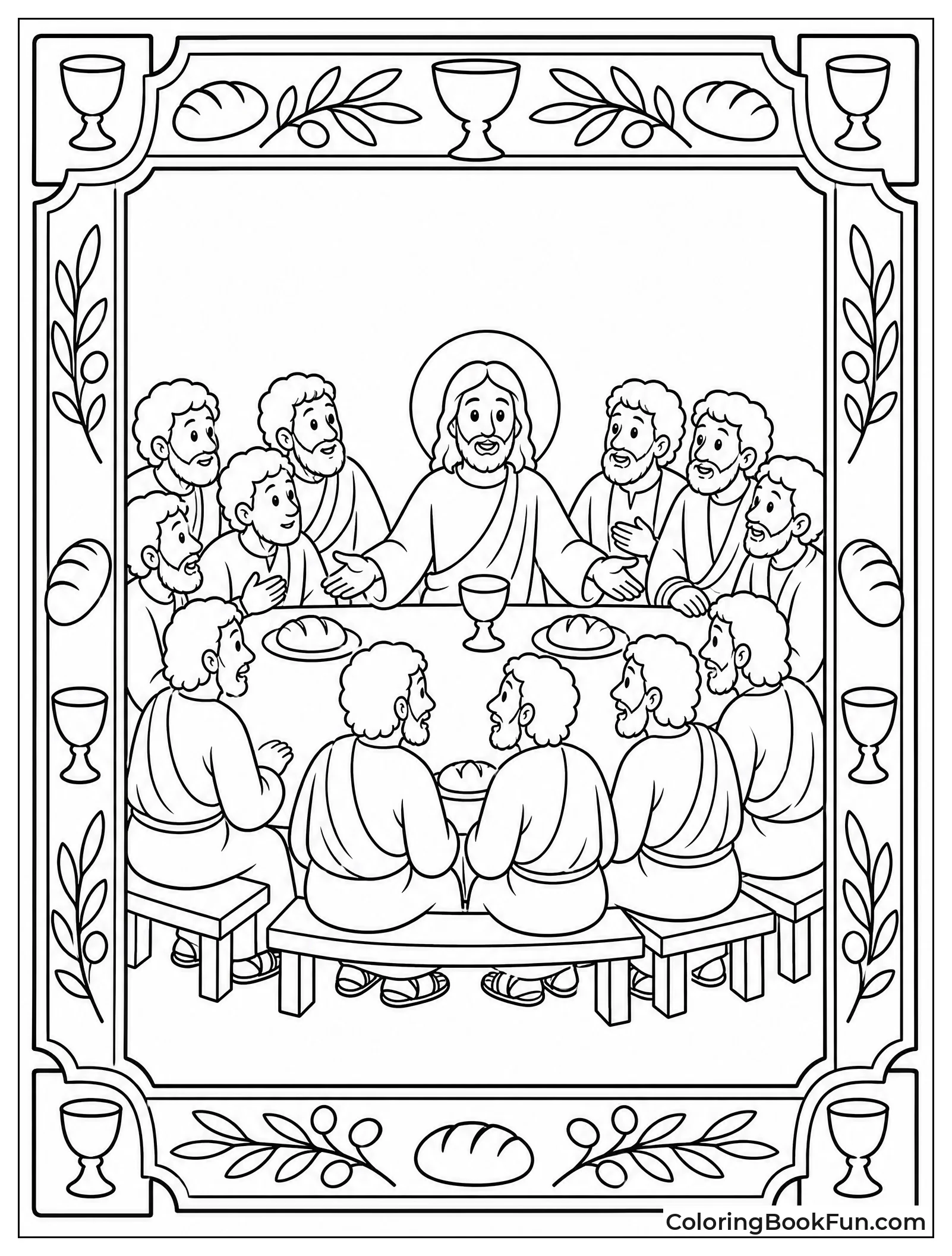 Border with Cups and Bread