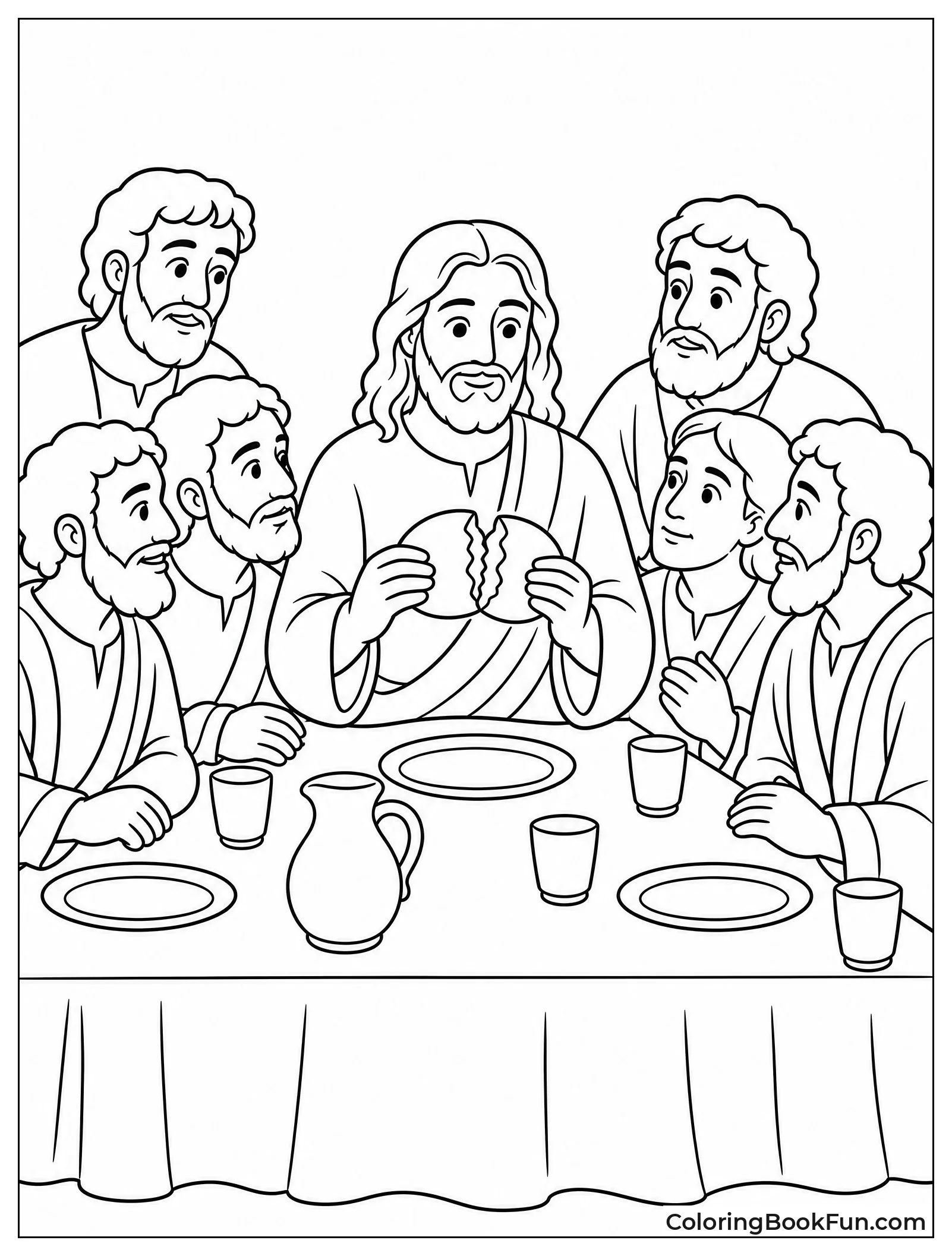 Jesus Breaks Bread with Friends